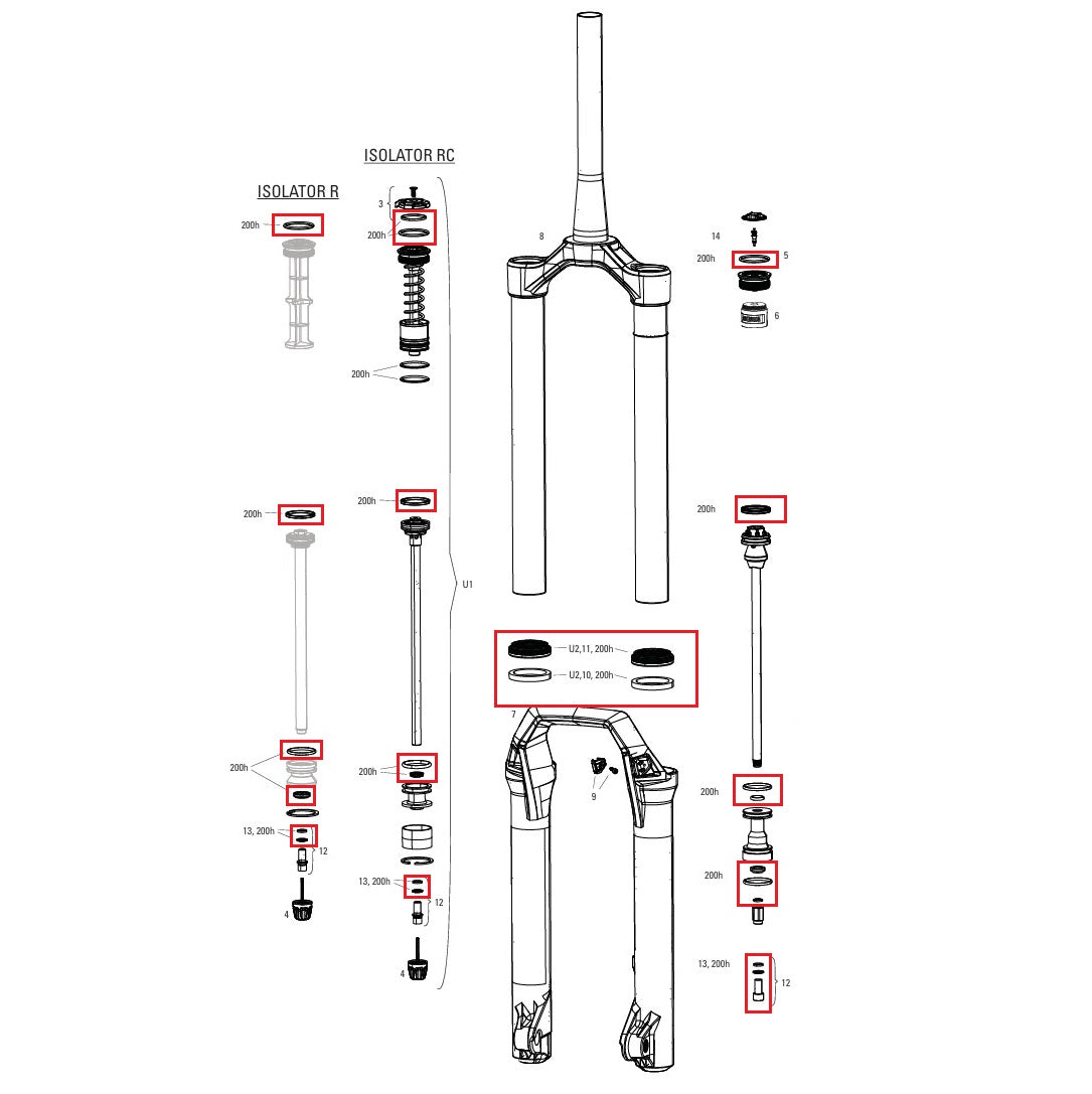200 horas/ano kit de manutenção ROCKSHOX DOMAIN (2025+) Geração C