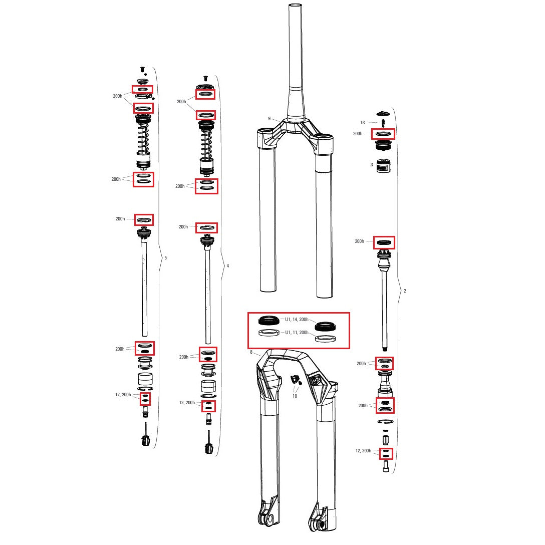 Kit de manutenção 200 horas/ano ROCKSHOX PSYLO Gold (2025+) Geração A