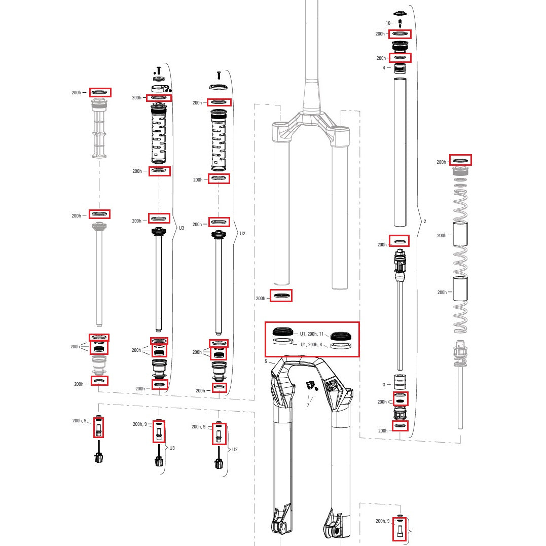 Kit de manutenção 200 horas/ano ROCKSHOX PSYLO Silver (2025+) Geração A