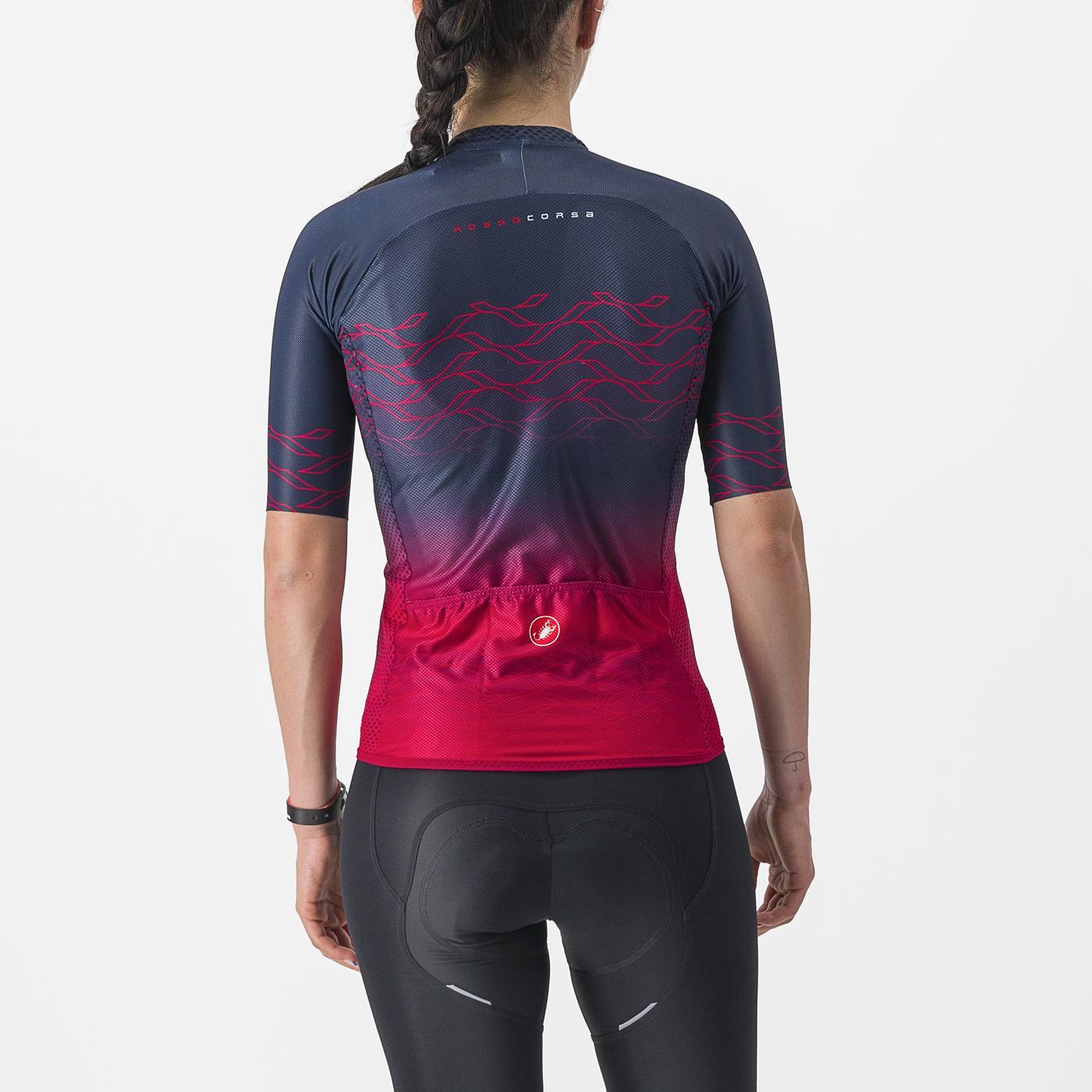CASTELLI CLIMBER'S 2.0 W Camisola de manga curta para mulher, azul-marinho/rosa