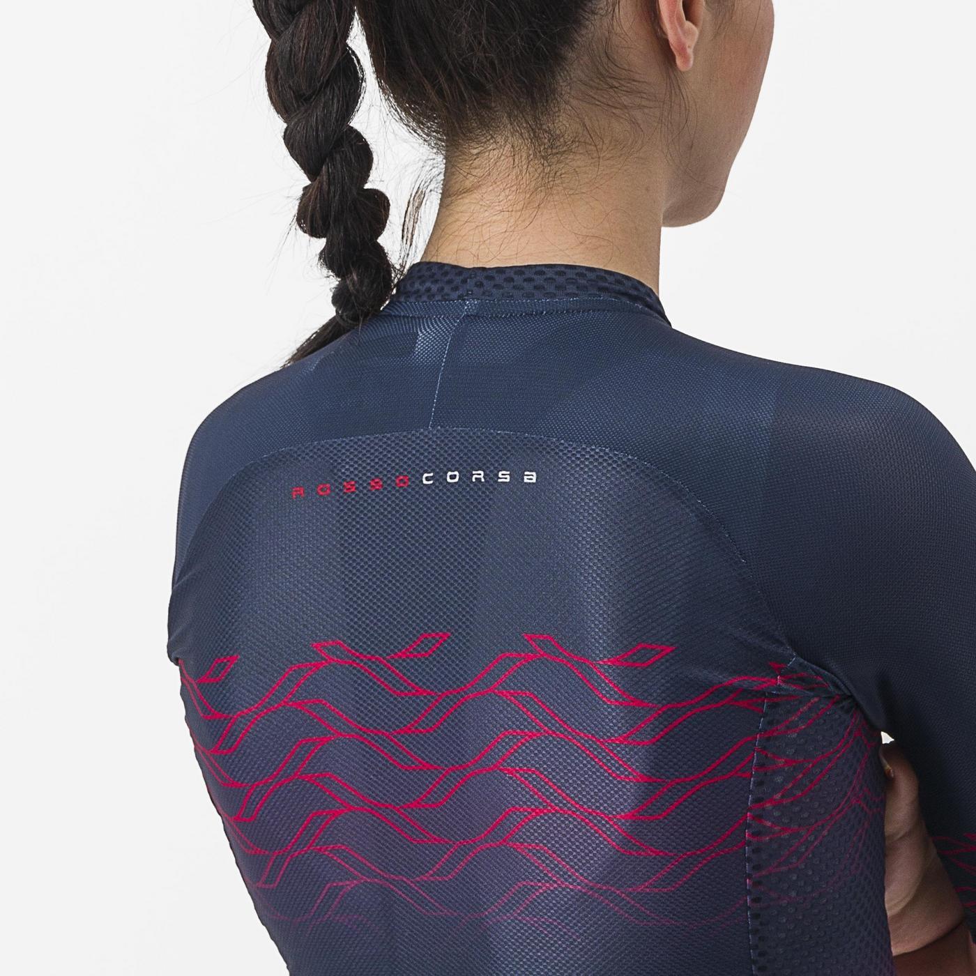 CASTELLI CLIMBER'S 2.0 W Camisola de manga curta para mulher, azul-marinho/rosa