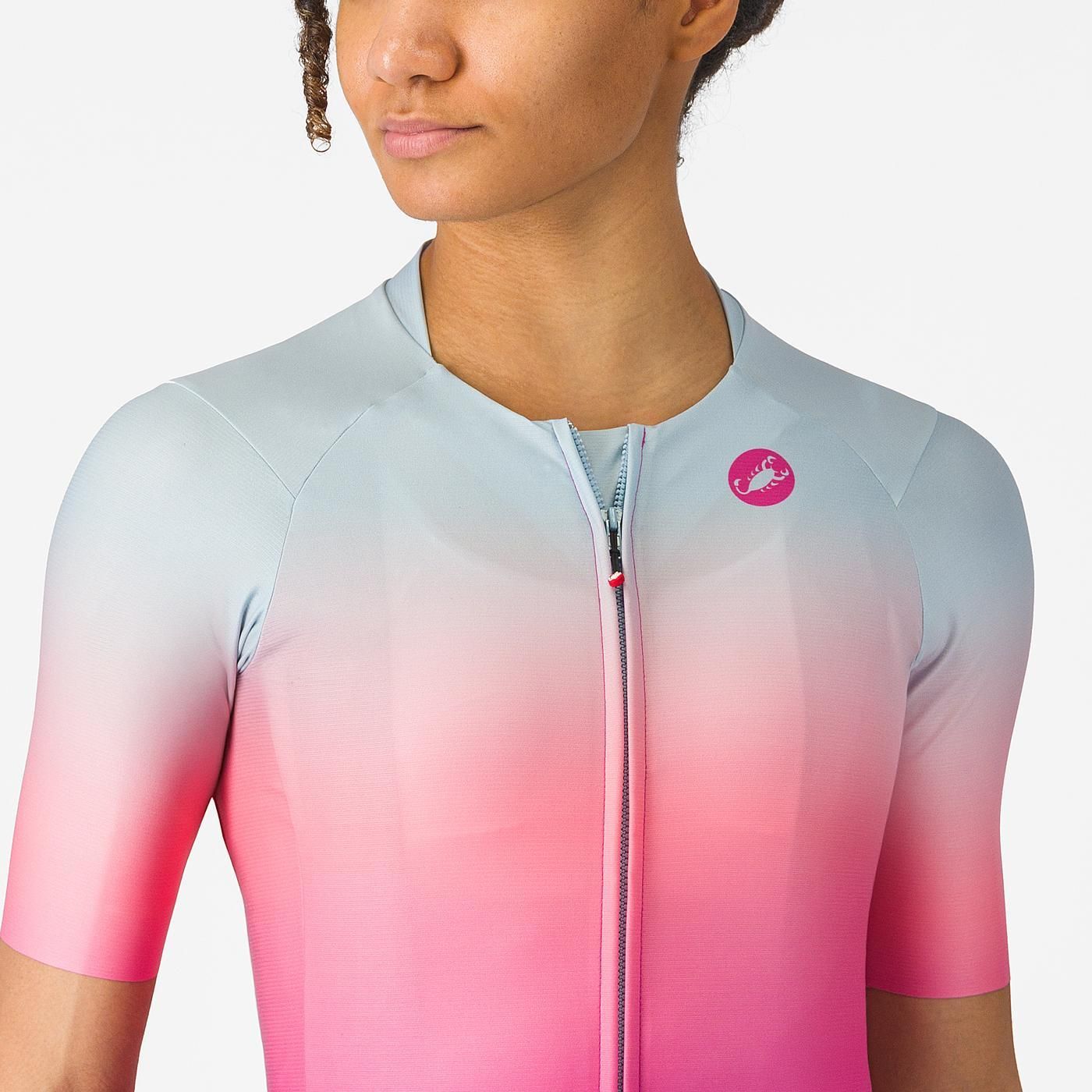 CASTELLI UPF Camisola de manga curta rosa para mulher