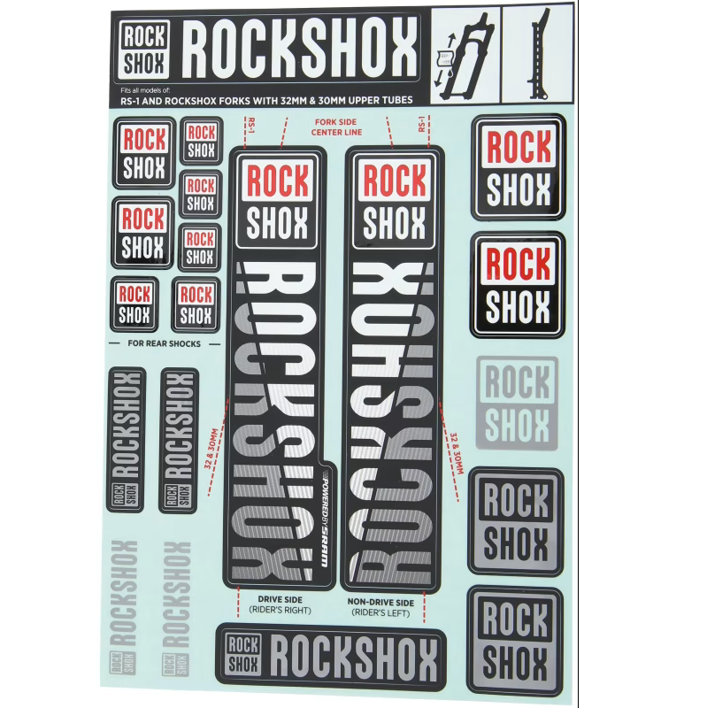 Kit de autocolantes para suspensão ROCKSHOX 30/32 mm MY18 para SID/REBA/REVELATION/SEKTOR/RECON Branco #11.4318.003.497