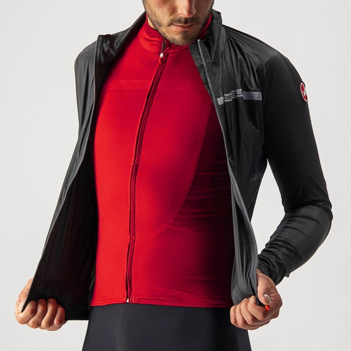 Casaco CASTELLI SQUADRA STRETCH Preto/Cinza