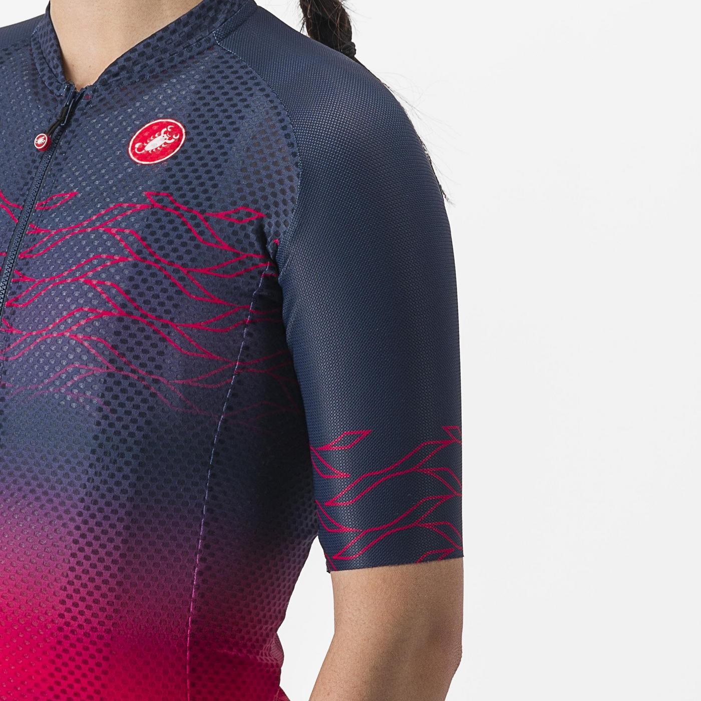 CASTELLI CLIMBER'S 2.0 W Camisola de manga curta para mulher, azul-marinho/rosa