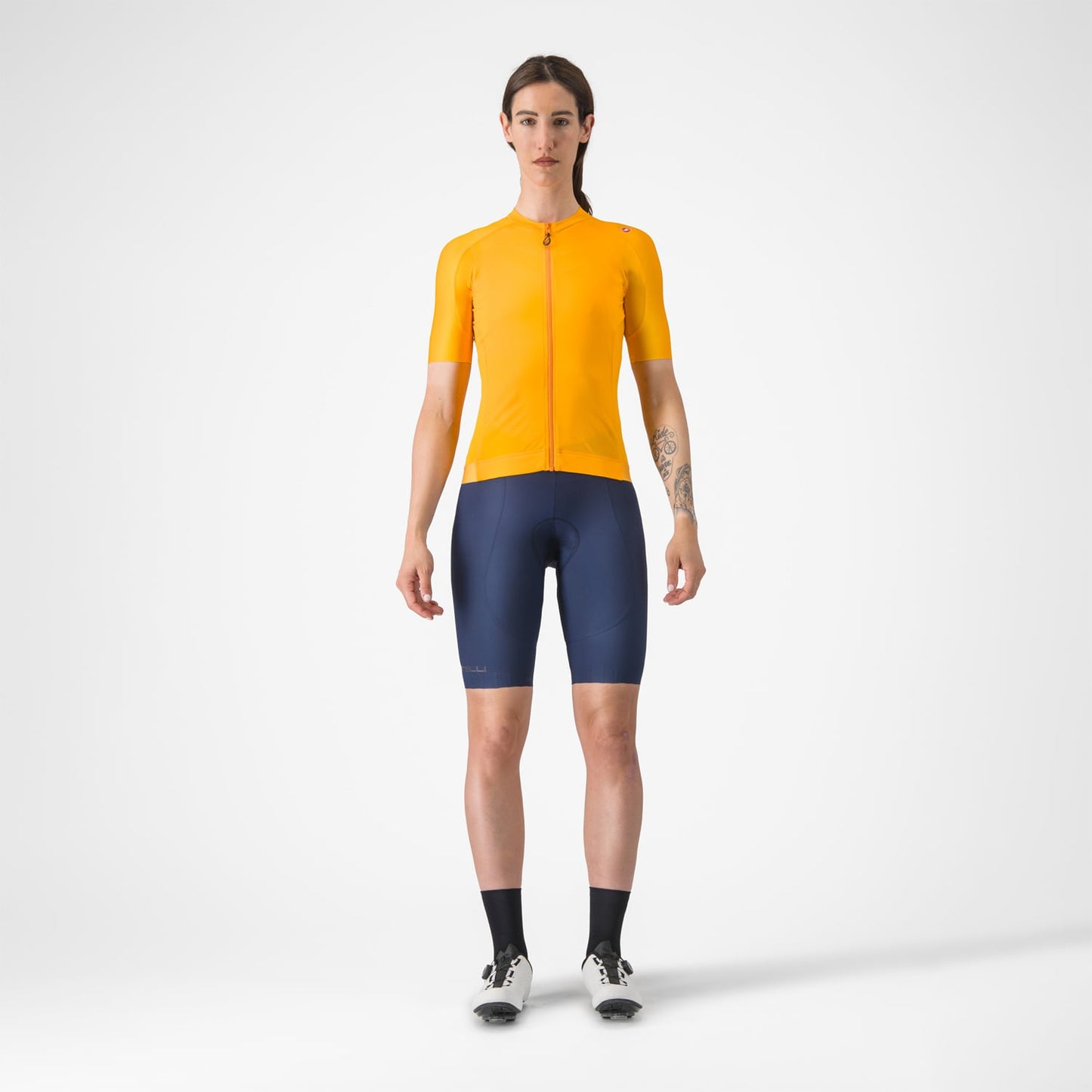 CASTELLI ESPRESSO Camisola de manga curta para mulher, cor de laranja