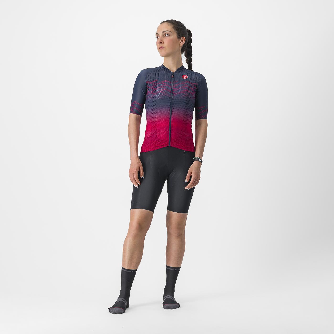 CASTELLI CLIMBER'S 2.0 W Camisola de manga curta para mulher, azul-marinho/rosa