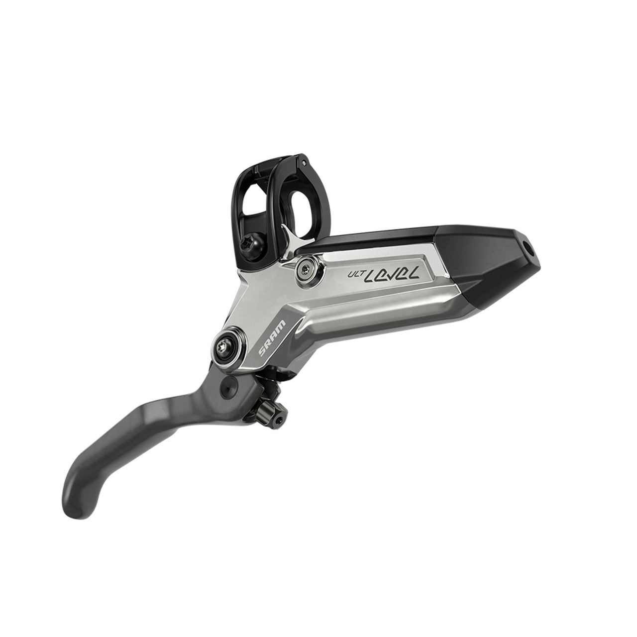 Travão traseiro SRAM LEVEL ULTIMATE STEALTH em carbono com 4 pistões Hardware em titânio prateado
