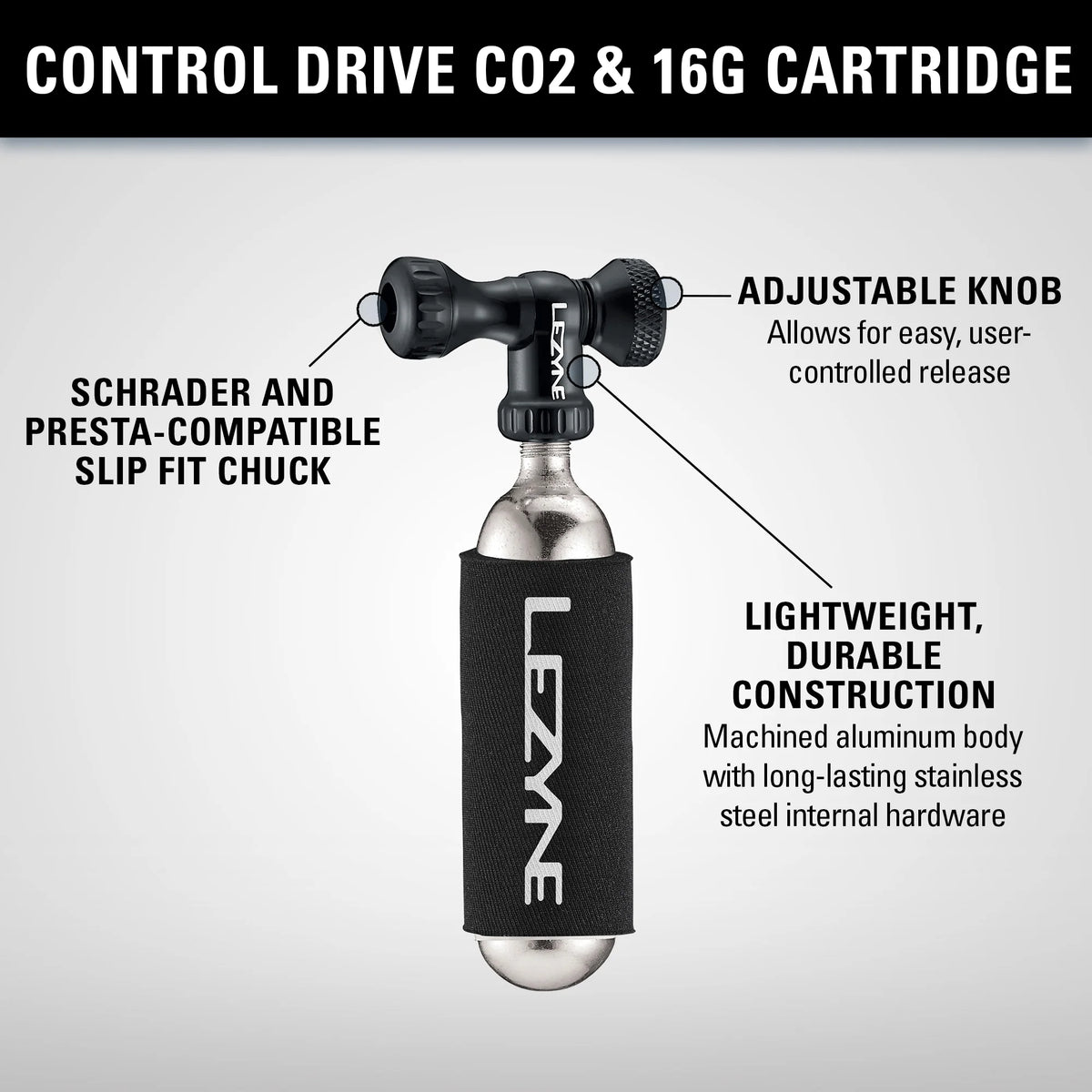 Inflador de CO2 LEZYNE CONTROL DRIVE CO2 Prateado