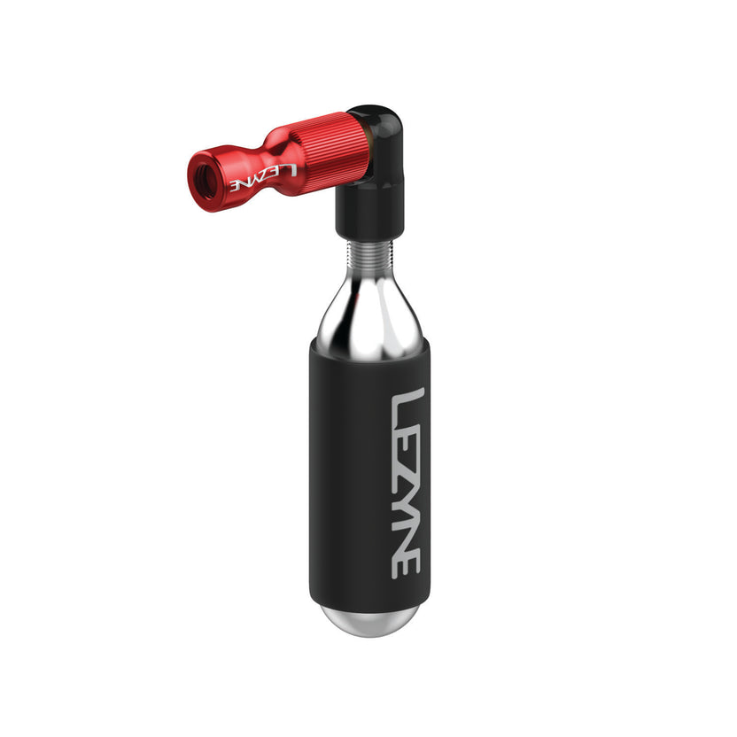 Inflador de CO2 LEZYNE TRIGGER DRIVE + cartucho de CO2 roscado vermelho