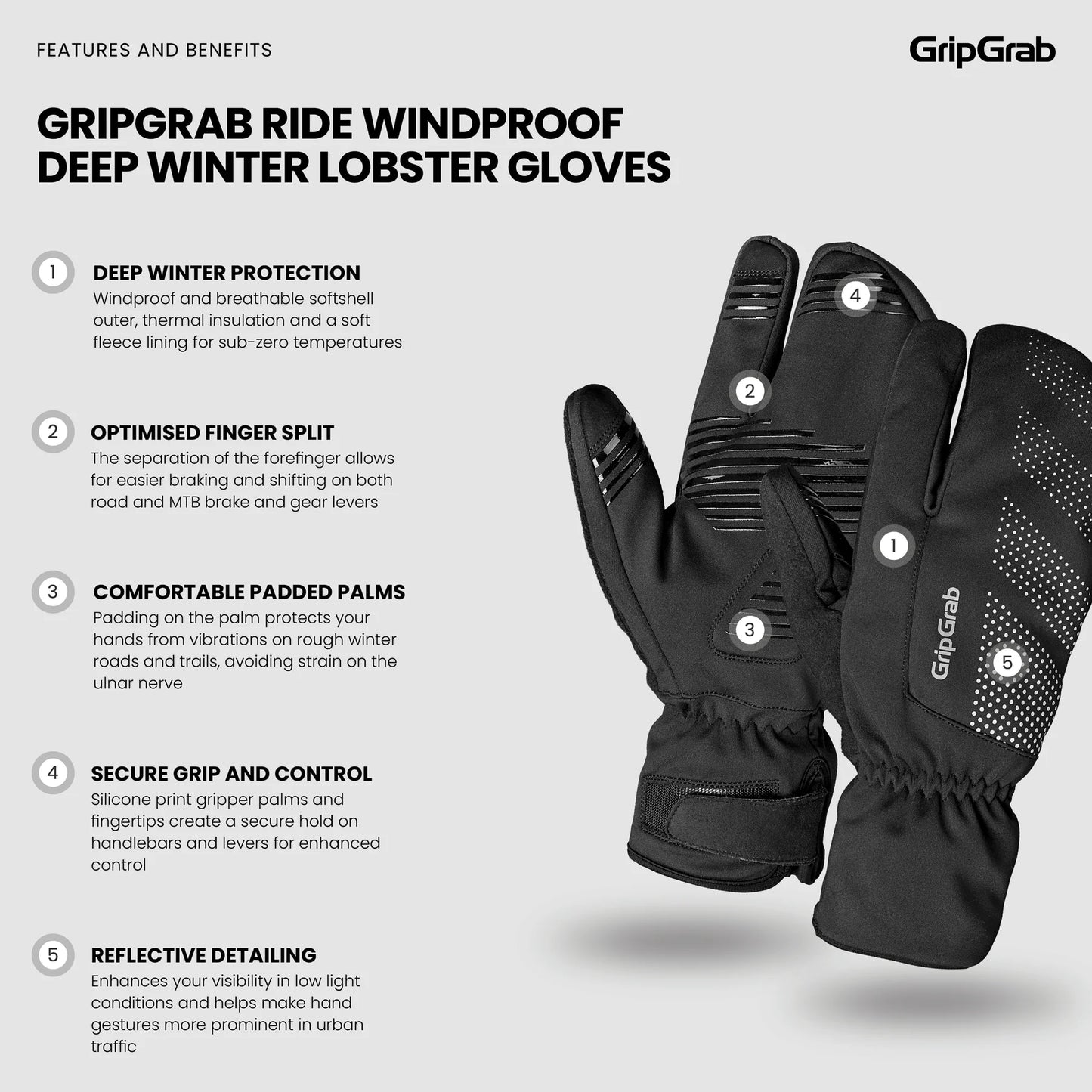 Luvas GRIPGRAB DEEP WINTER LOBSTER Preto