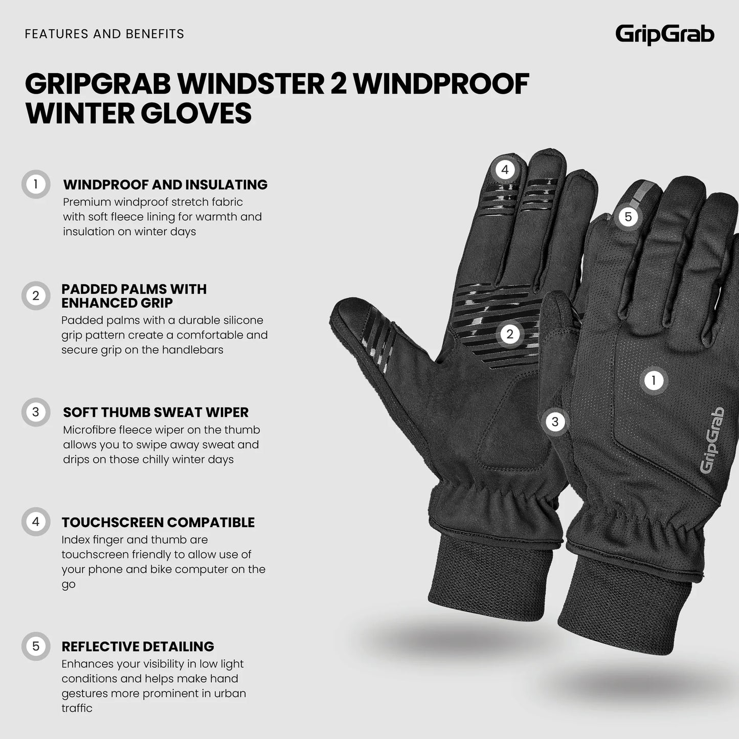 Luvas WINDSTER 2 WINDPROOF WINTER GRIPGRAB Amarelo