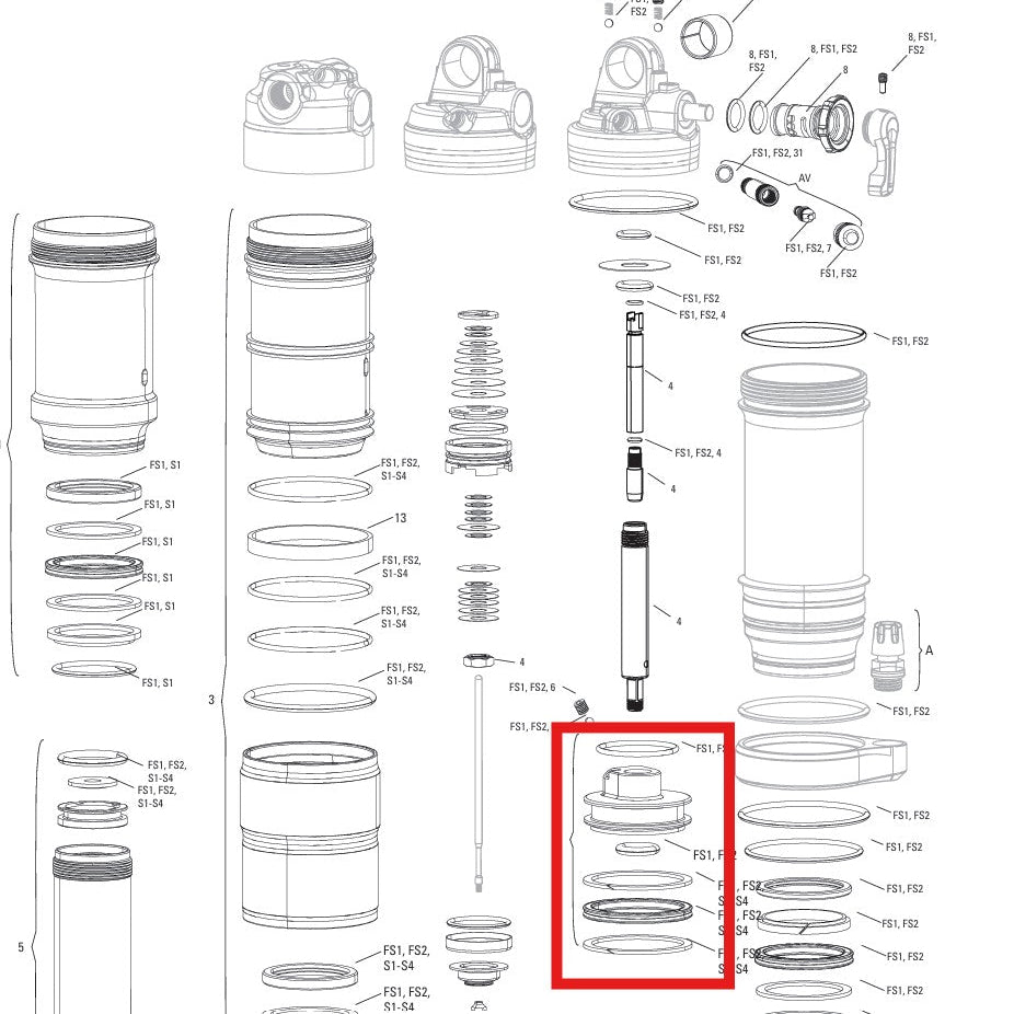 Kit de pistão ROCKSHOX SEALHEAD - MONARCH B1(+. RL. XX)/C1(R.RT.RT3
