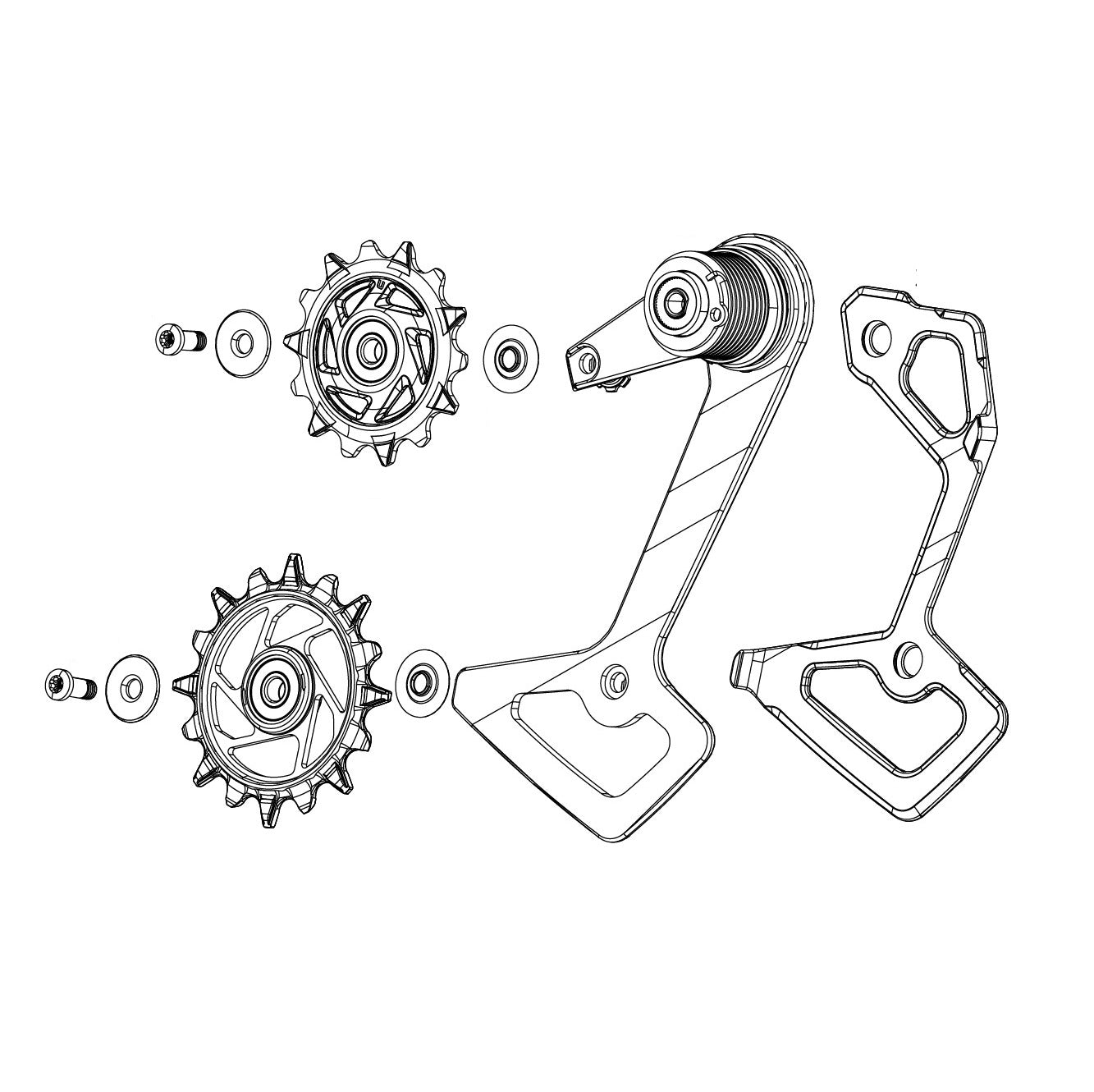 Desviador Traseiro SRAM RED XPLR AXS E1 Gaiola e Rodas