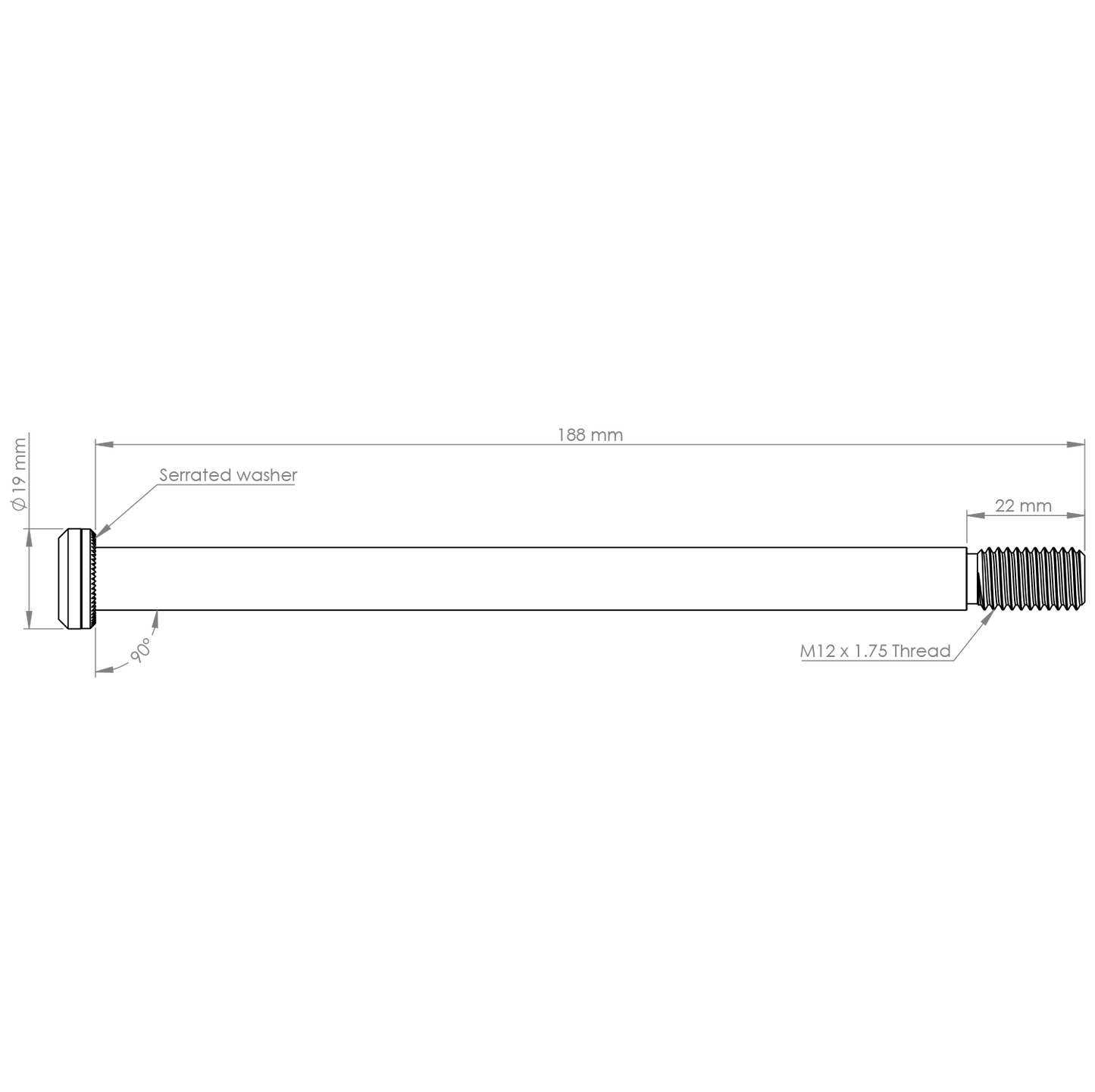 BURGTEC Eixo da roda traseira 188mm x 12mm 1.75mm Passo Preto