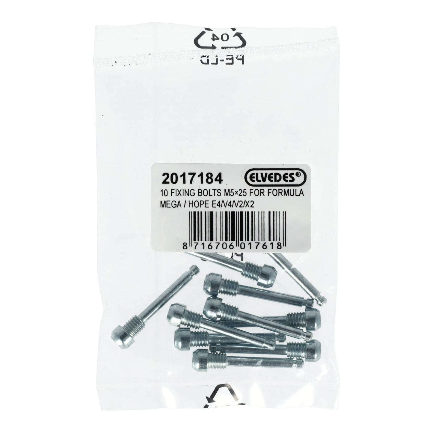 Kit de 10 parafusos ELVEDES M5x25 para montagem de pastilhas Formula Mega/HOPE E4/V4/X2/V2
