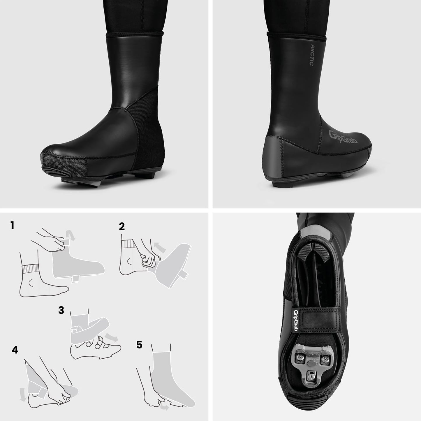 Capa para botas GRIPGRAB ARTIC 2 WATERPROOF ROAD Preto
