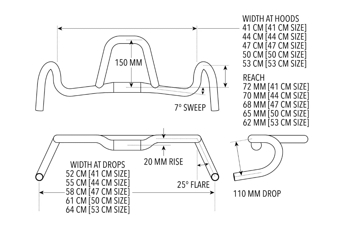 Guiador Gravel REDSHIFT Kitchen Sink com inclinação de 25° e elevação de 20 mm