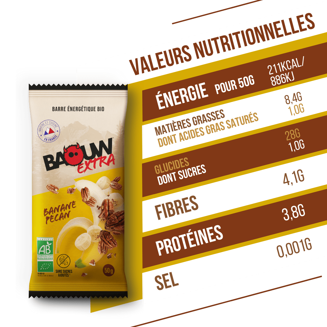BAOUW ORGANIC EXTRA Barra energética de banana e noz-pecã (50g)