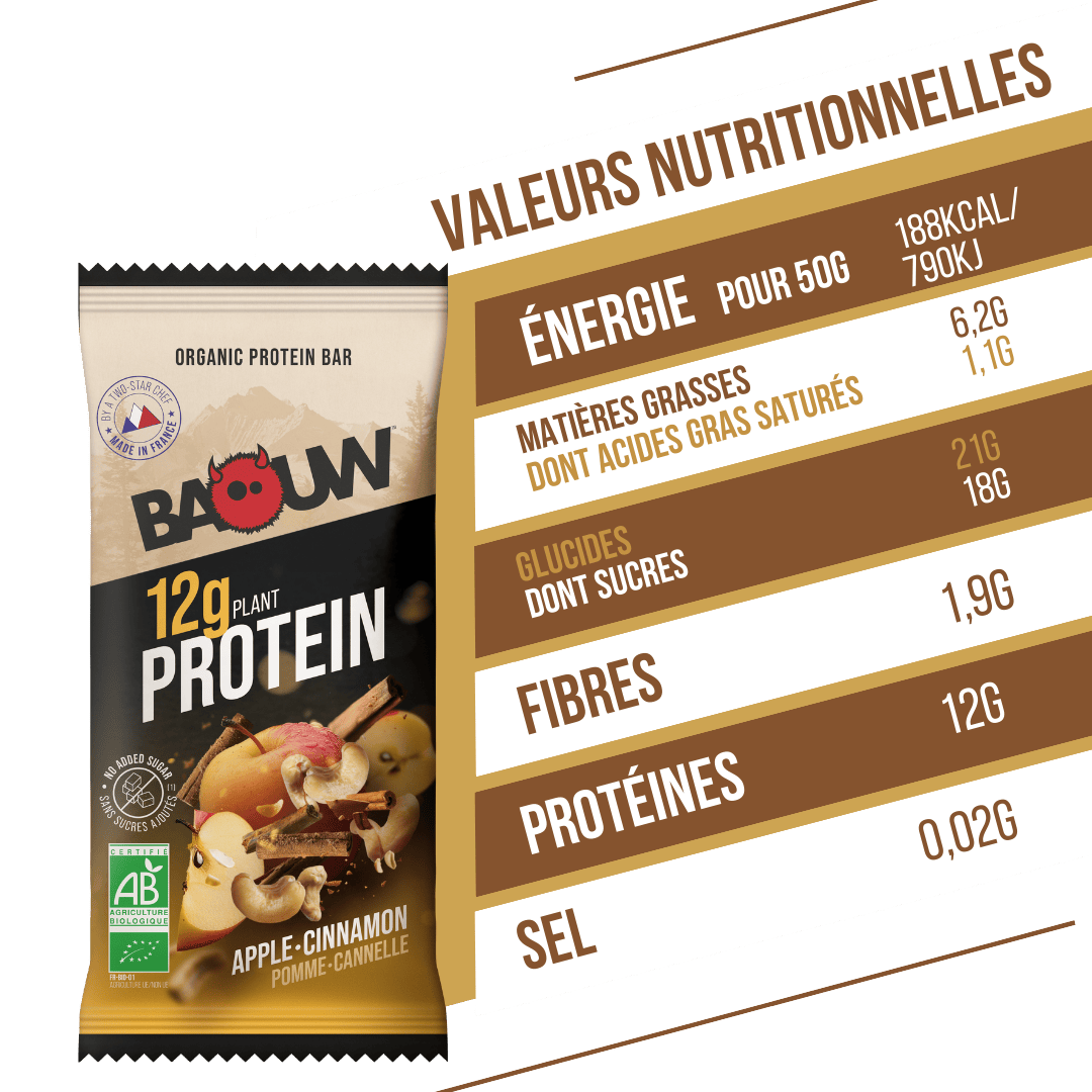 BAOUW ORGANIC EXTRA Barra de Proteína de Maçã/Canela (50g)