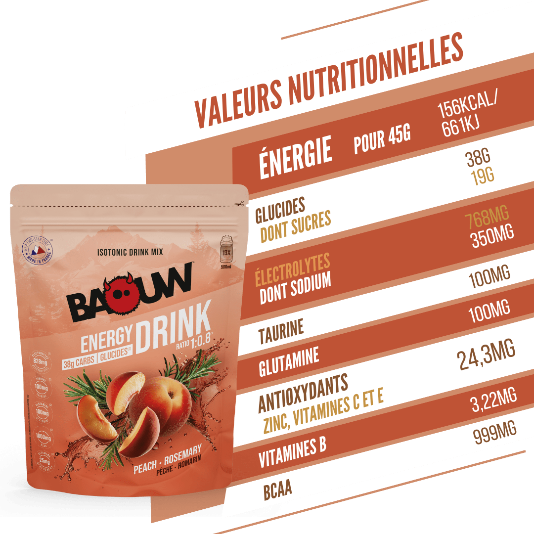 BAOUW ISOTONIC Bebida energética (585g) Pêssego Alecrim