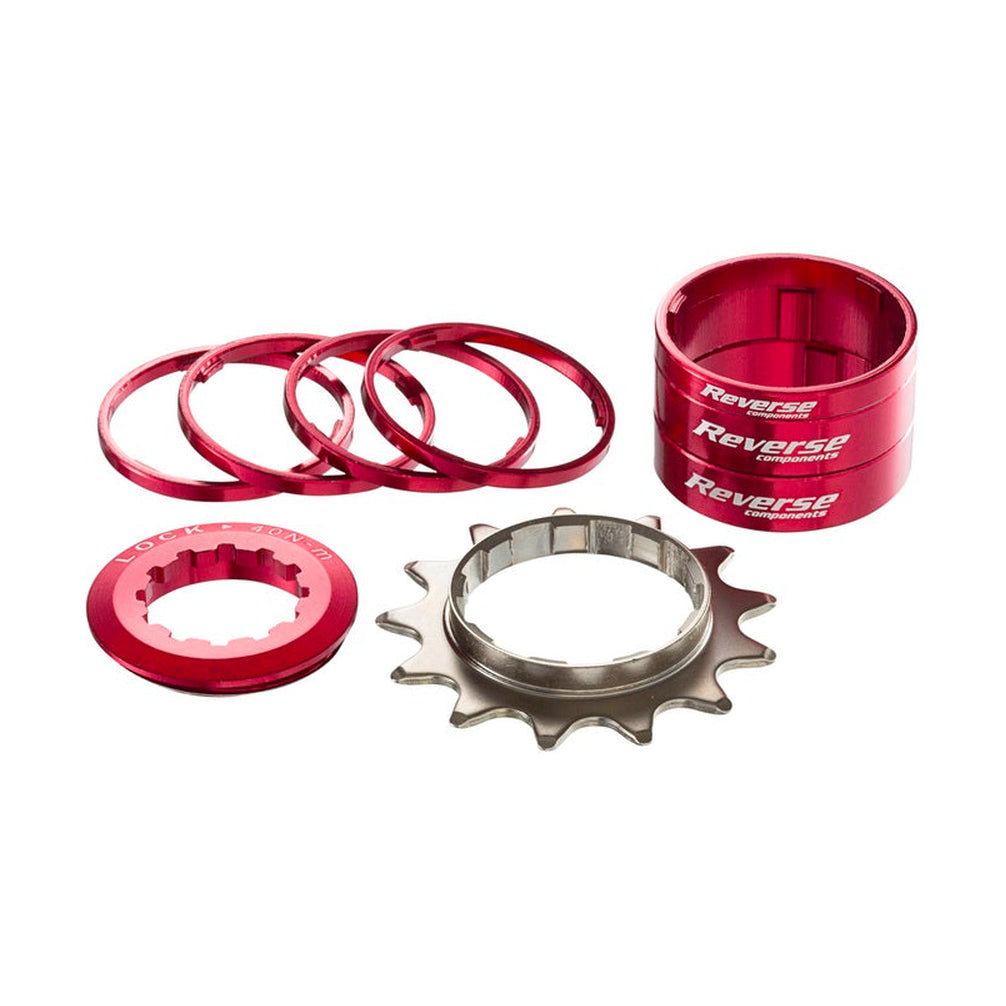 Kit Single Speed com Roda Dentada de 13 Dentes REVERSE COMPONENTS Vermelho