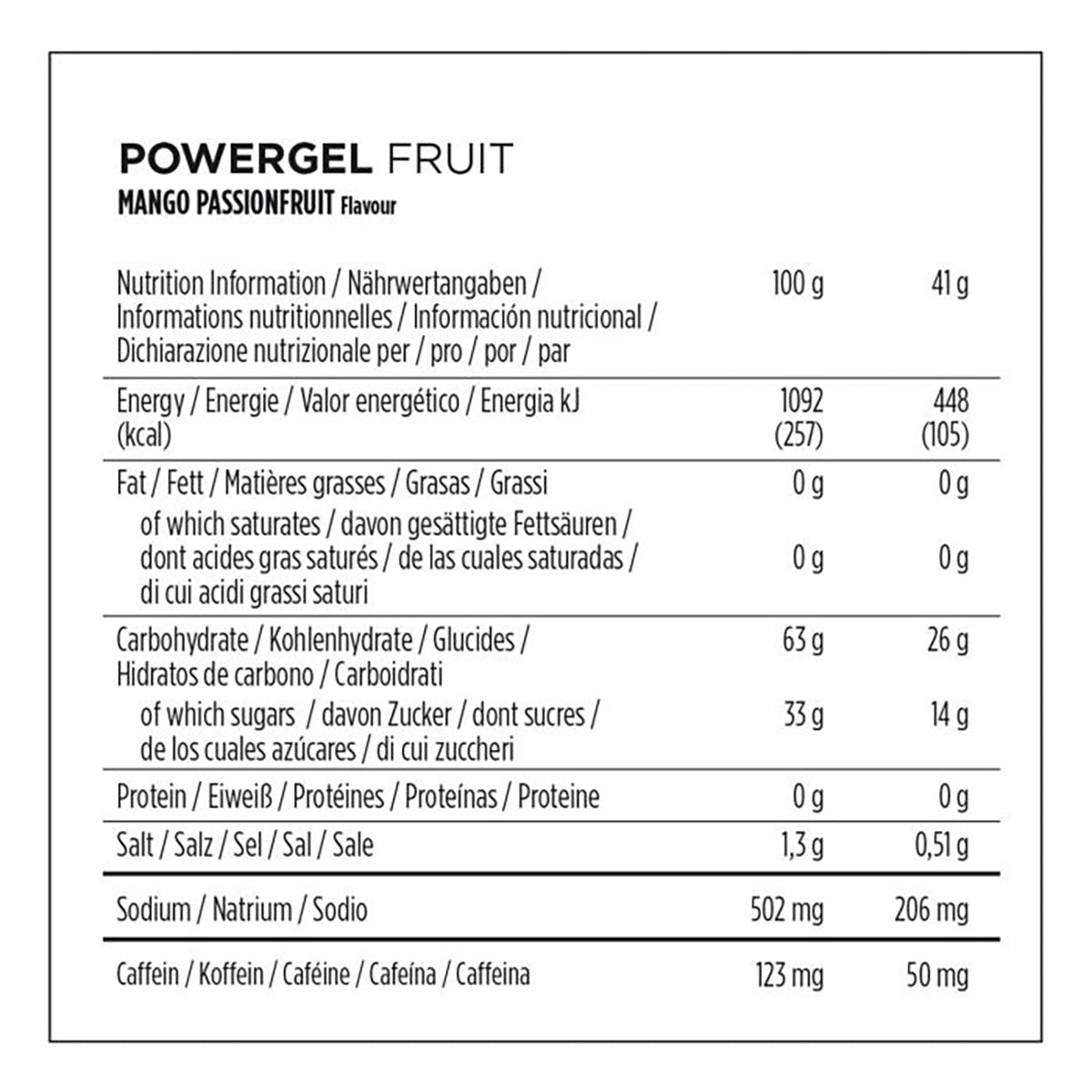 Gel energético POWERBAR POWERGEL FRUIT (41g) com cafeína
