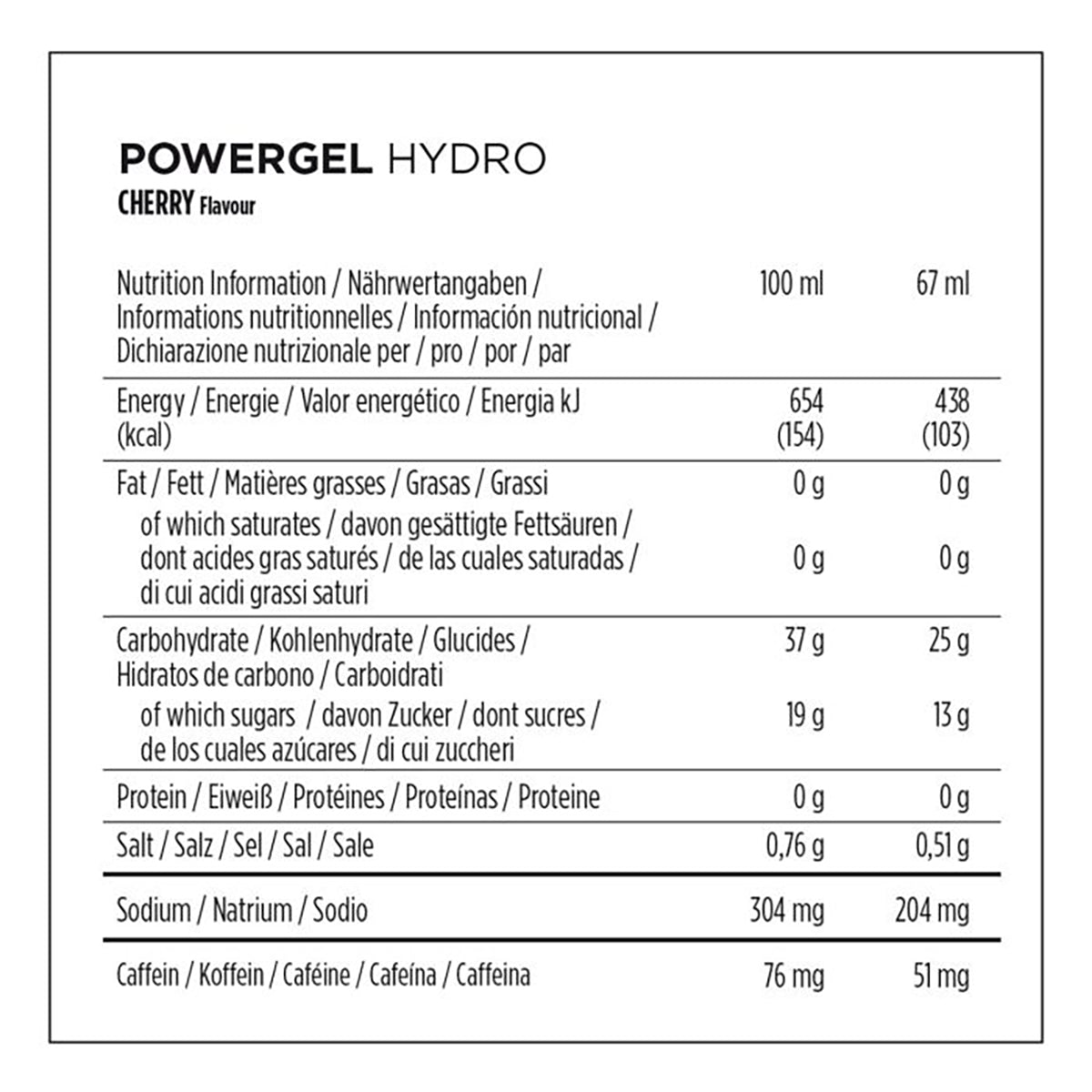 Gel energético POWERBAR POWERGEL HYDRO (41g) Cereja com cafeína