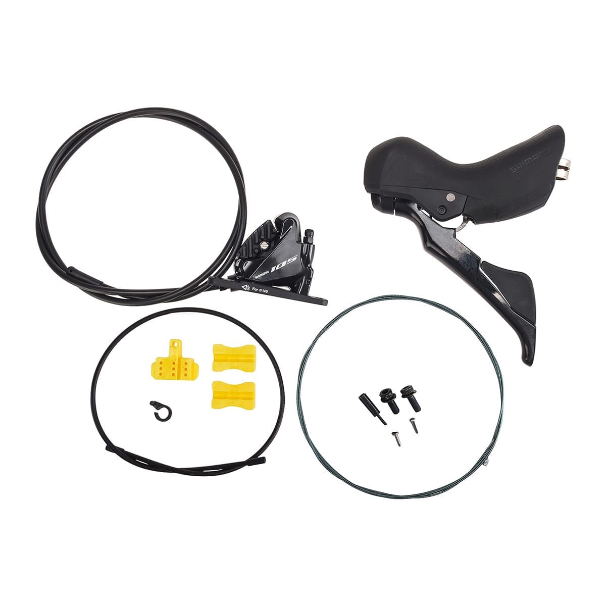 Par de alavancas e pinças SHIMANO 105 R7020 2x11 Flat Mount Discless