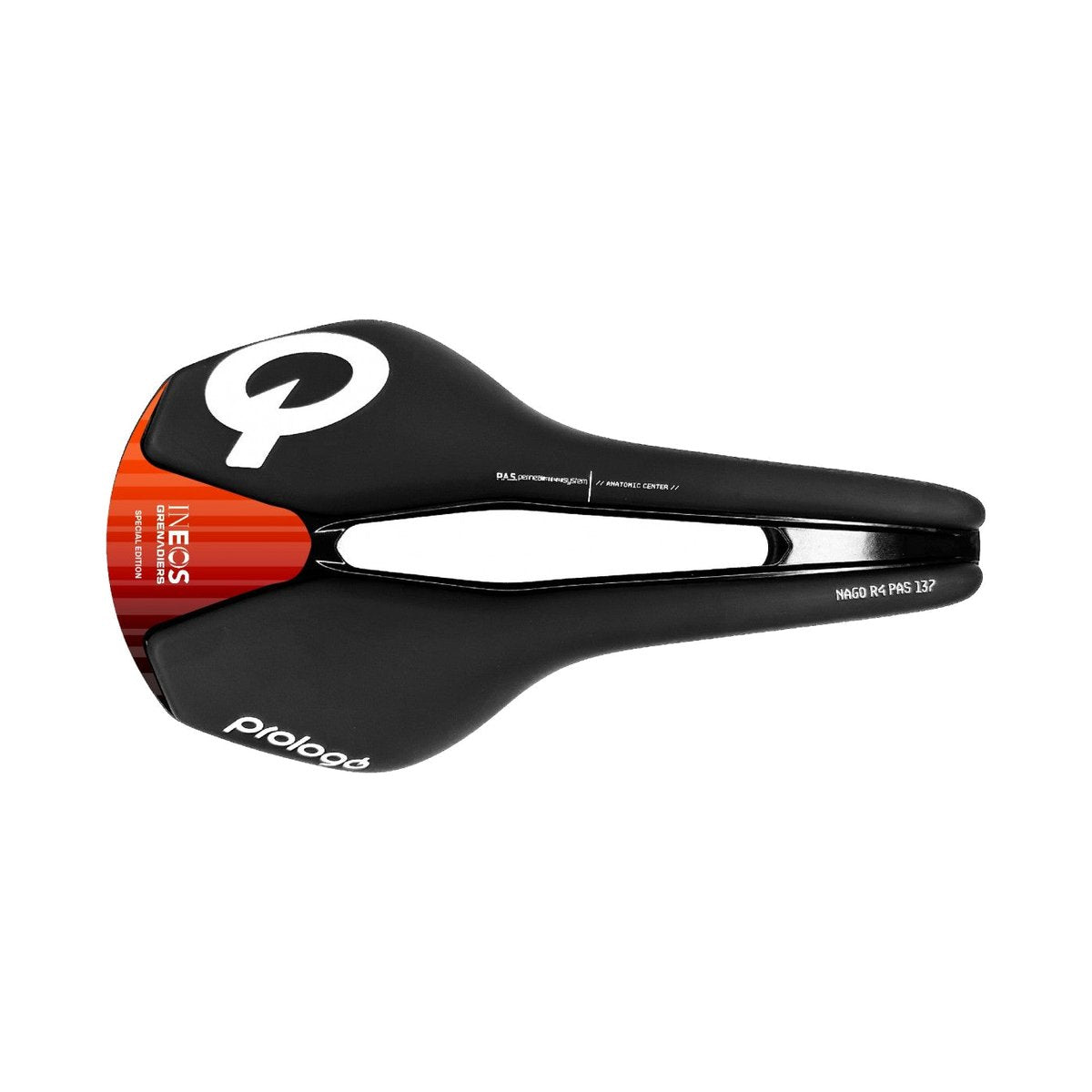 Selle PROLOGO NAGO R4 PAS 137mm Guias Tirox INEOS Preto/Vermelho