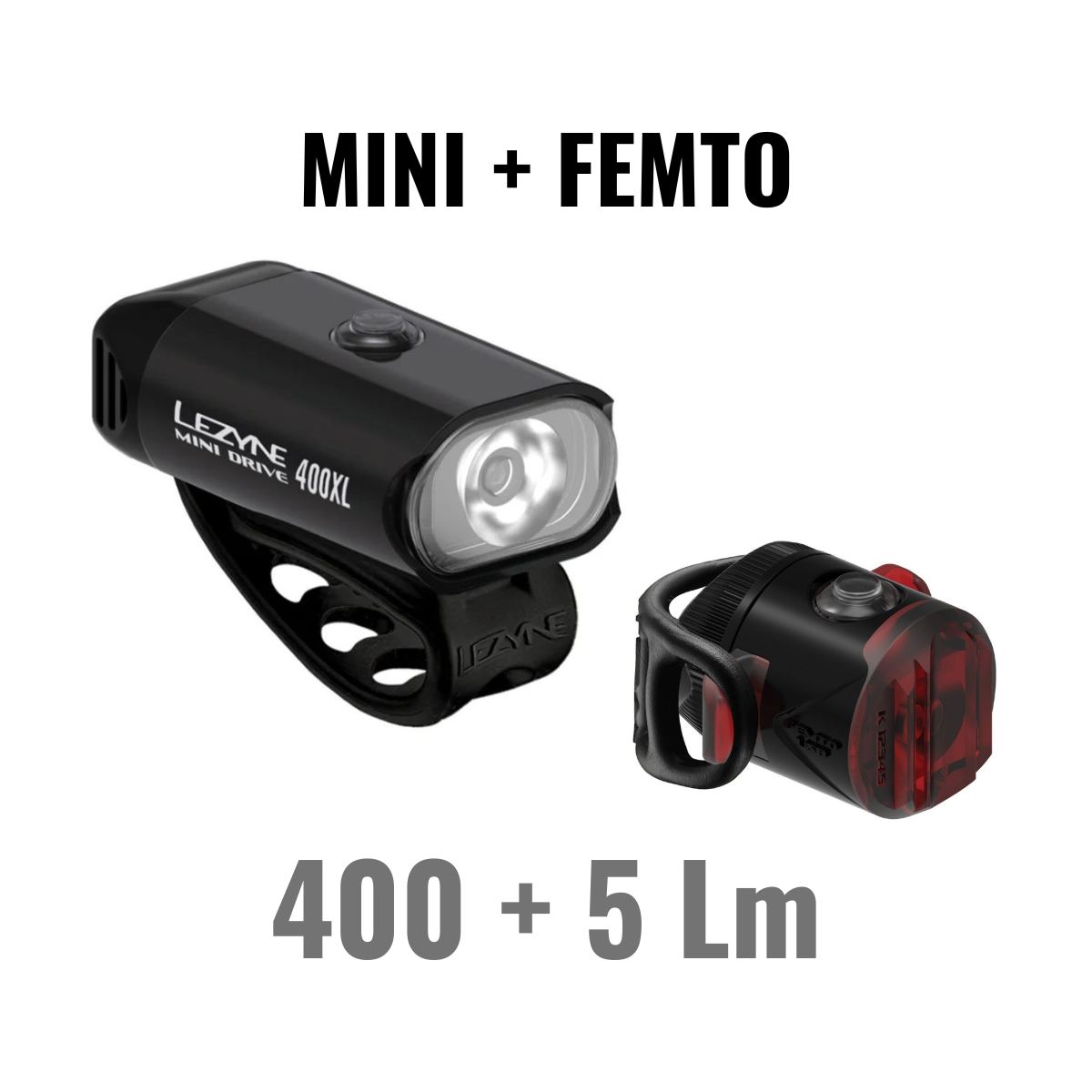 Luzes dianteiras e traseiras LEZYNE MINI DRIVE 400XL / FEMTO USB