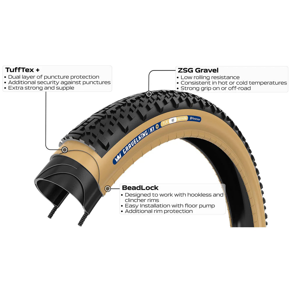 PANARACER GRAVELKING X1+ TLR 700x35c Tubeless Ready Pneu preto