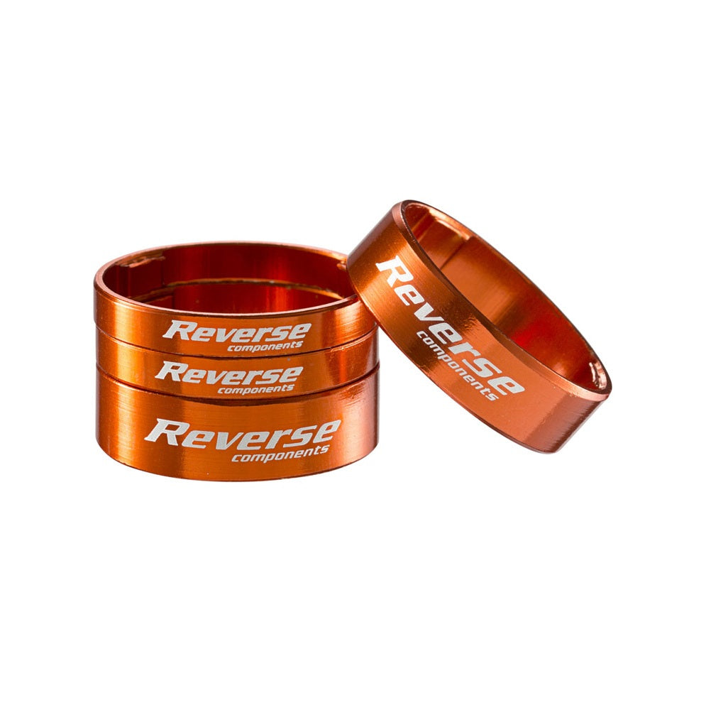 Kit de espaçadores de direção REVERSE COMPONENTS em alumínio ultraleve de 1"1/8, cor laranja