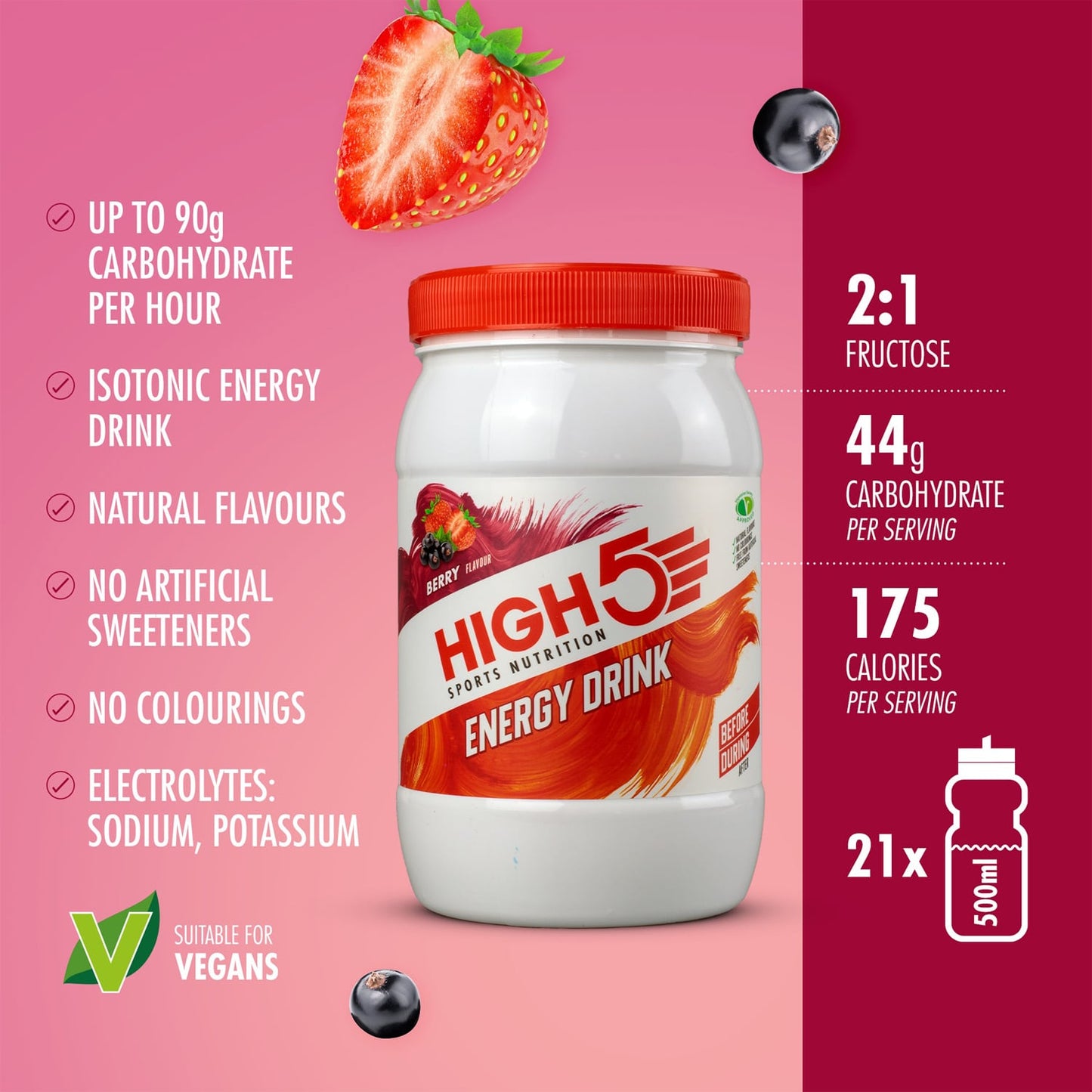 HIGH5 ENERGY DRINK (1kg) Frutos vermelhos