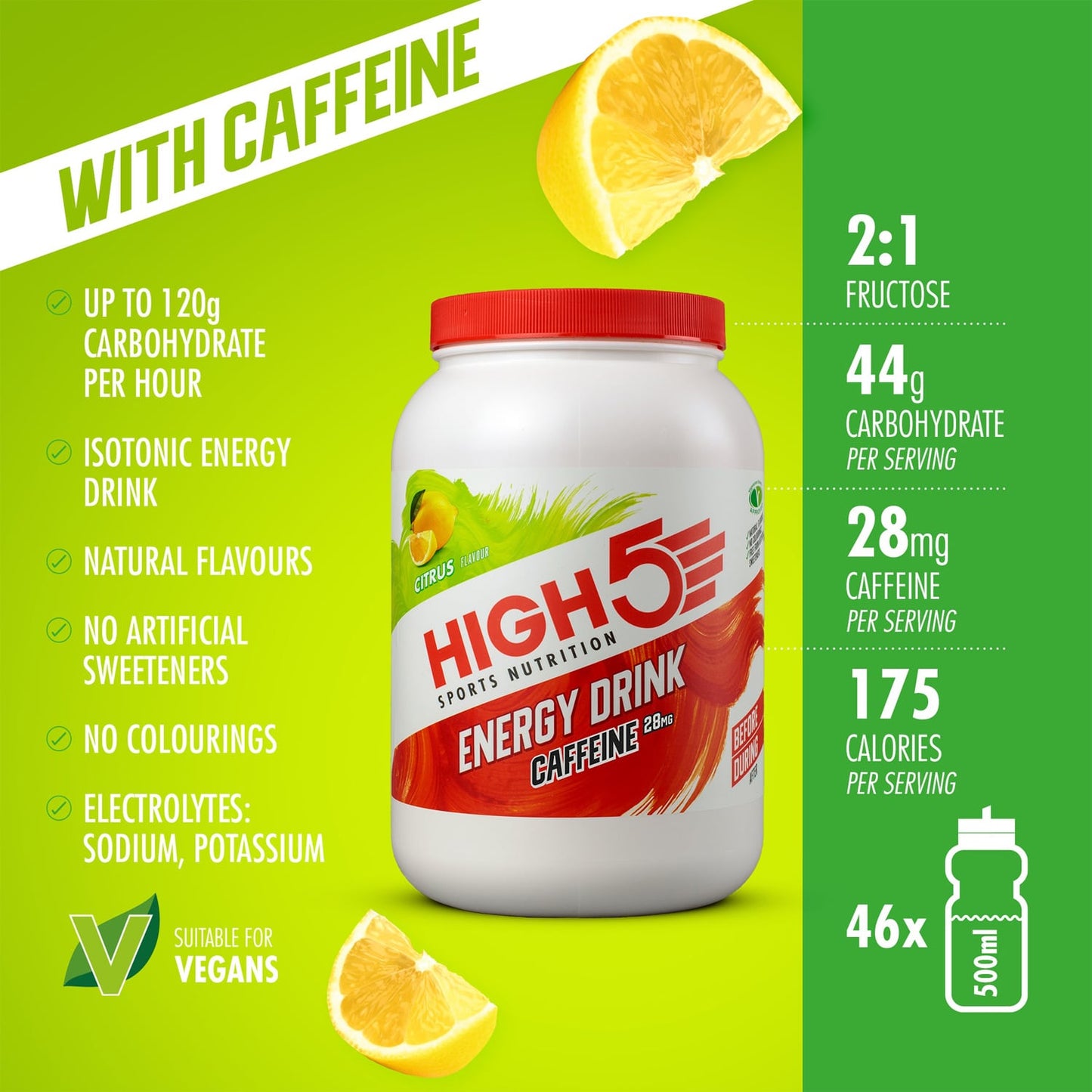Bebida energética HIGH5 ENERGY DRINK CAFEÍNA (2,2 kg) Limão