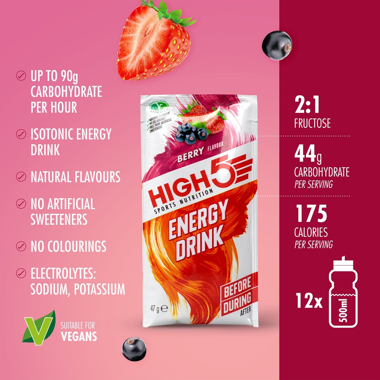 Bebida energética HIGH5 ENERGY DRINK (47g) Frutos vermelhos