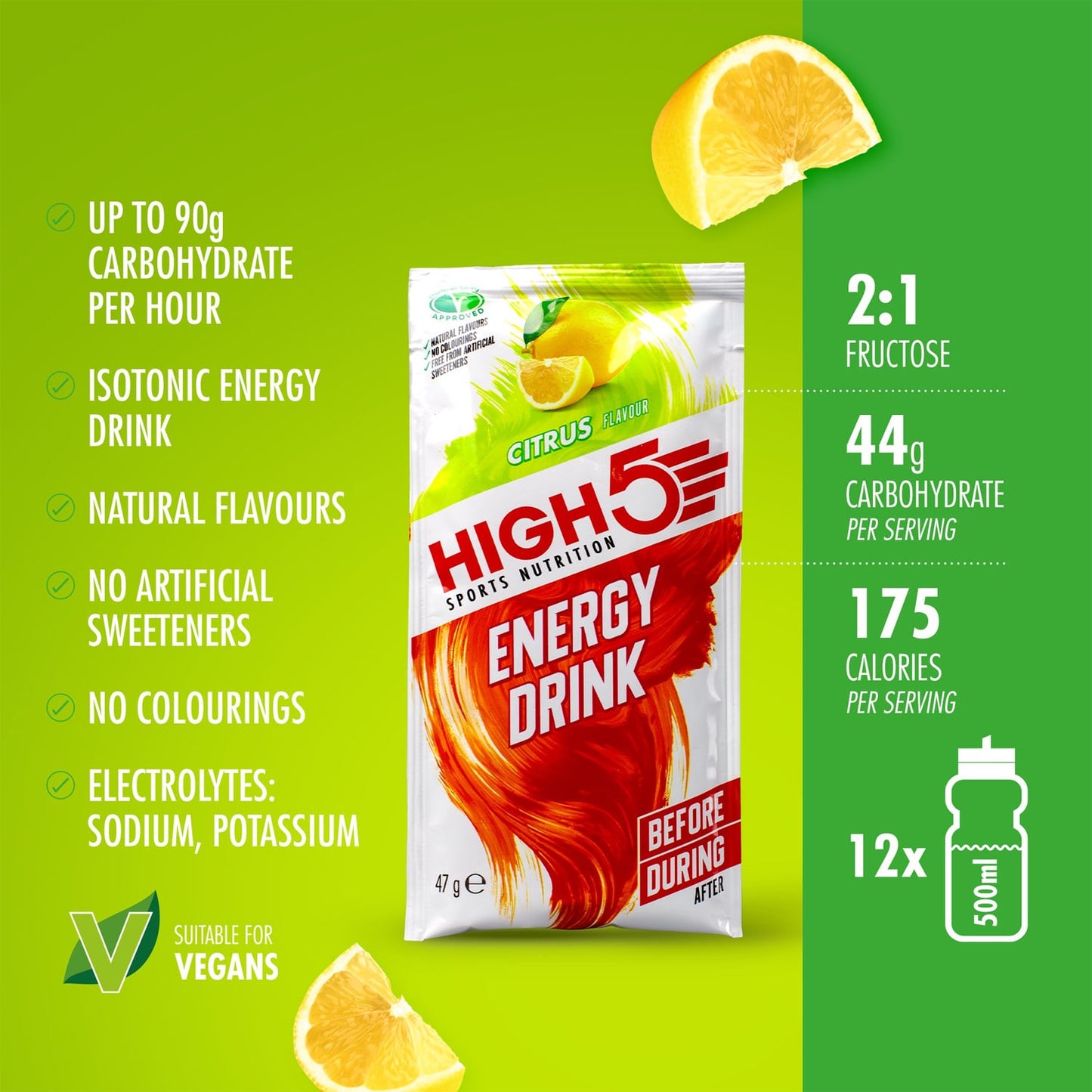 Bebida energética HIGH5 ENERGY DRINK CAFFEINE HIT (47g) Limão