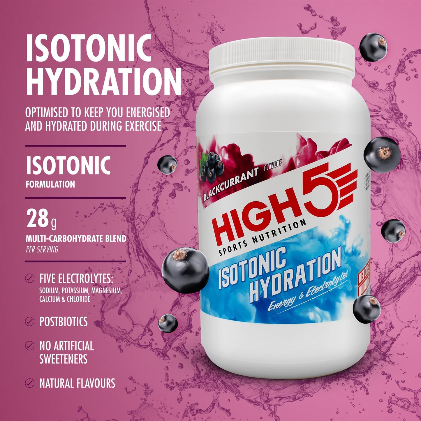 Bebida energética HIGH5 ISOTONIC (1,23 kg) Groselha preta