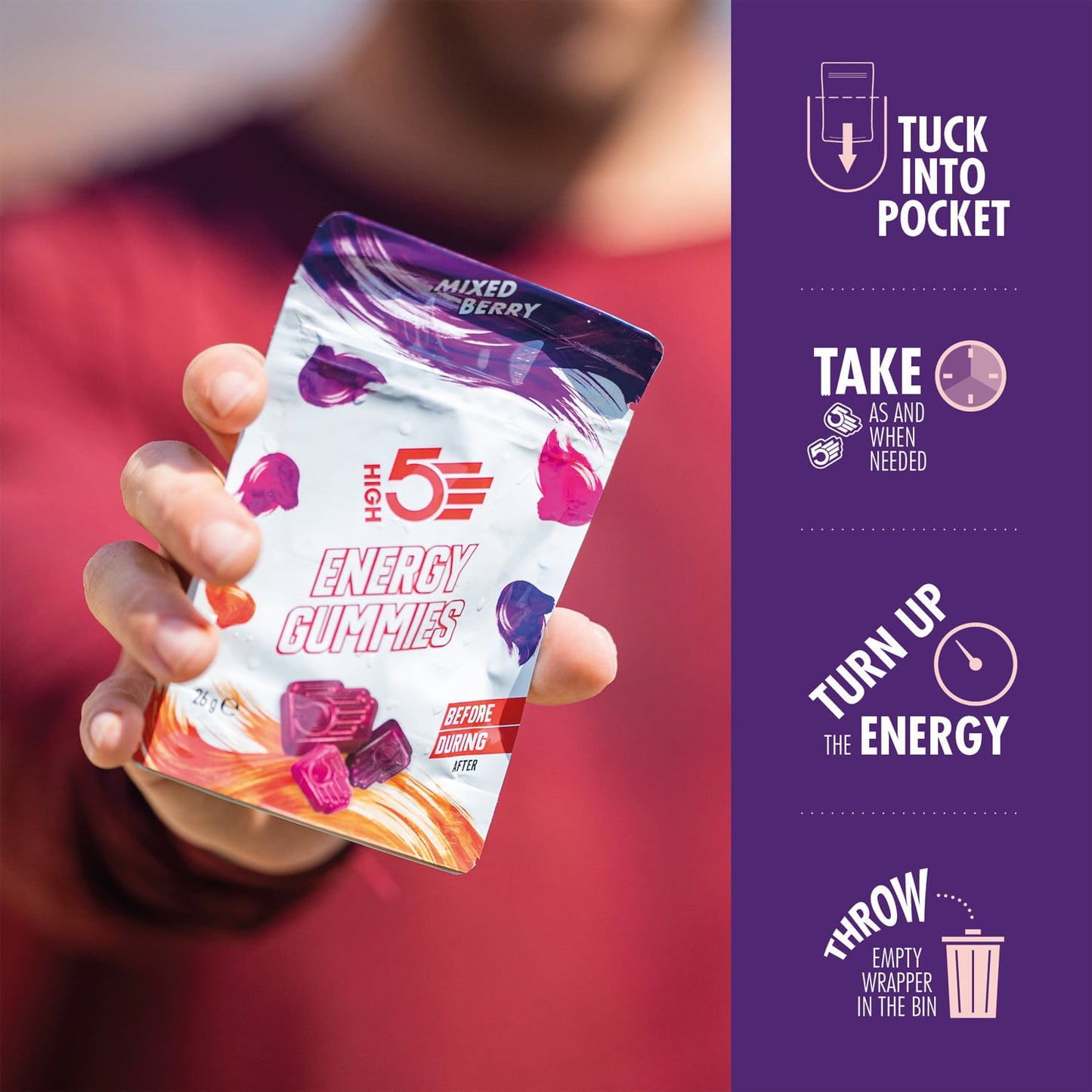 HIGH5 ENERGY GUMMIES (26g) Frutos vermelhos