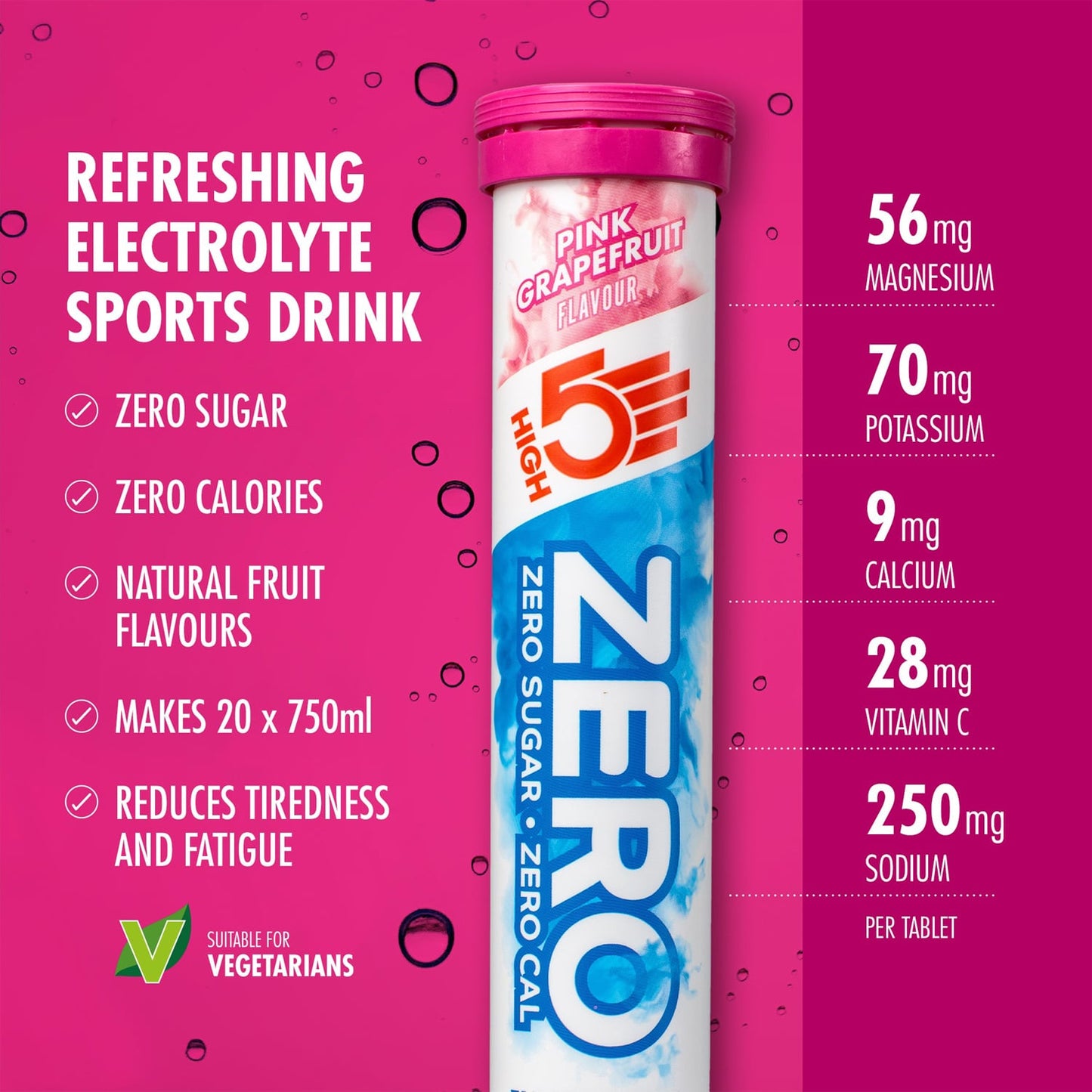 HIGH5 ZERO Hidratação com electrólitos (20 comprimidos) Toranja