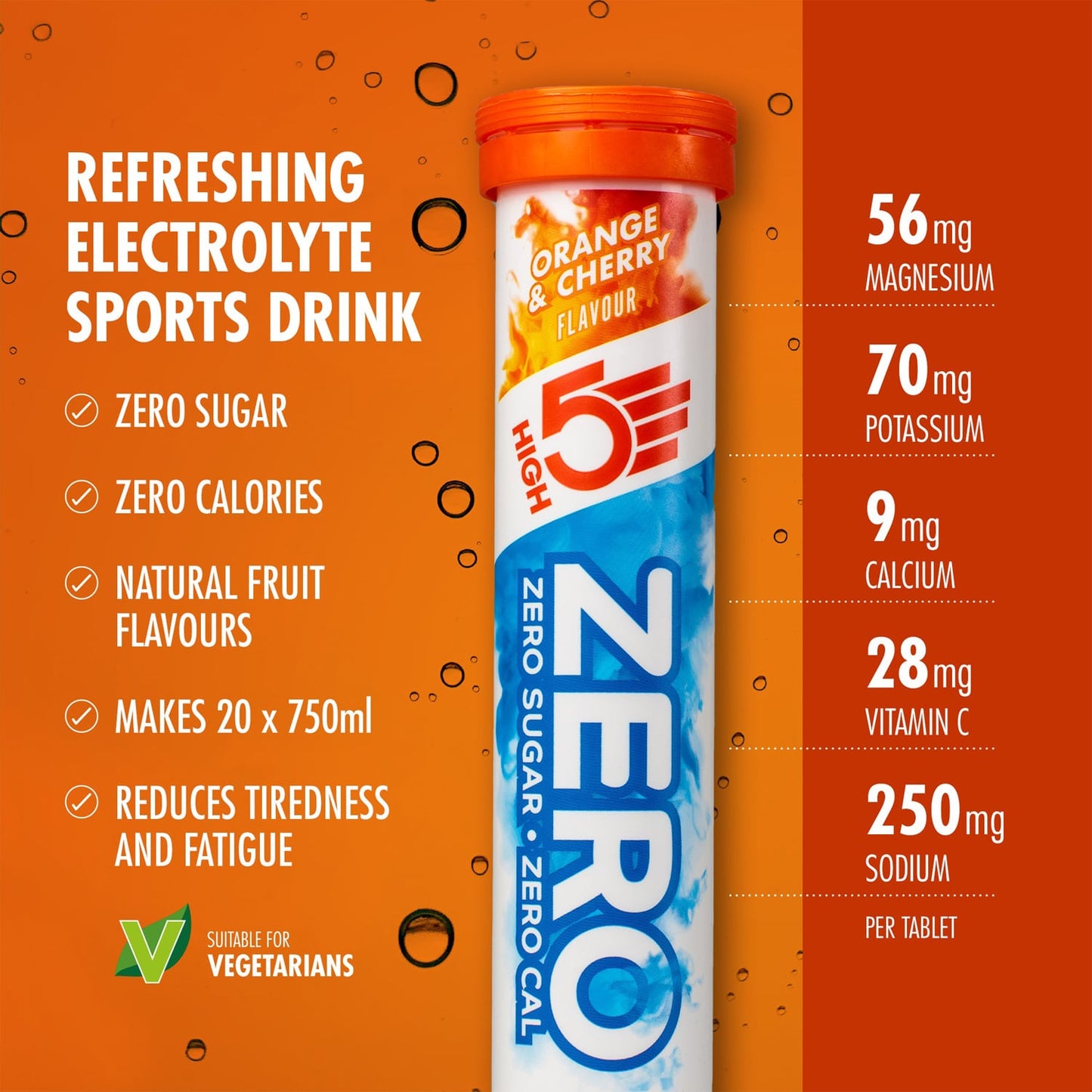HIGH5 ZERO Comprimidos de hidratação electrolítica (x20) Laranja e Cereja