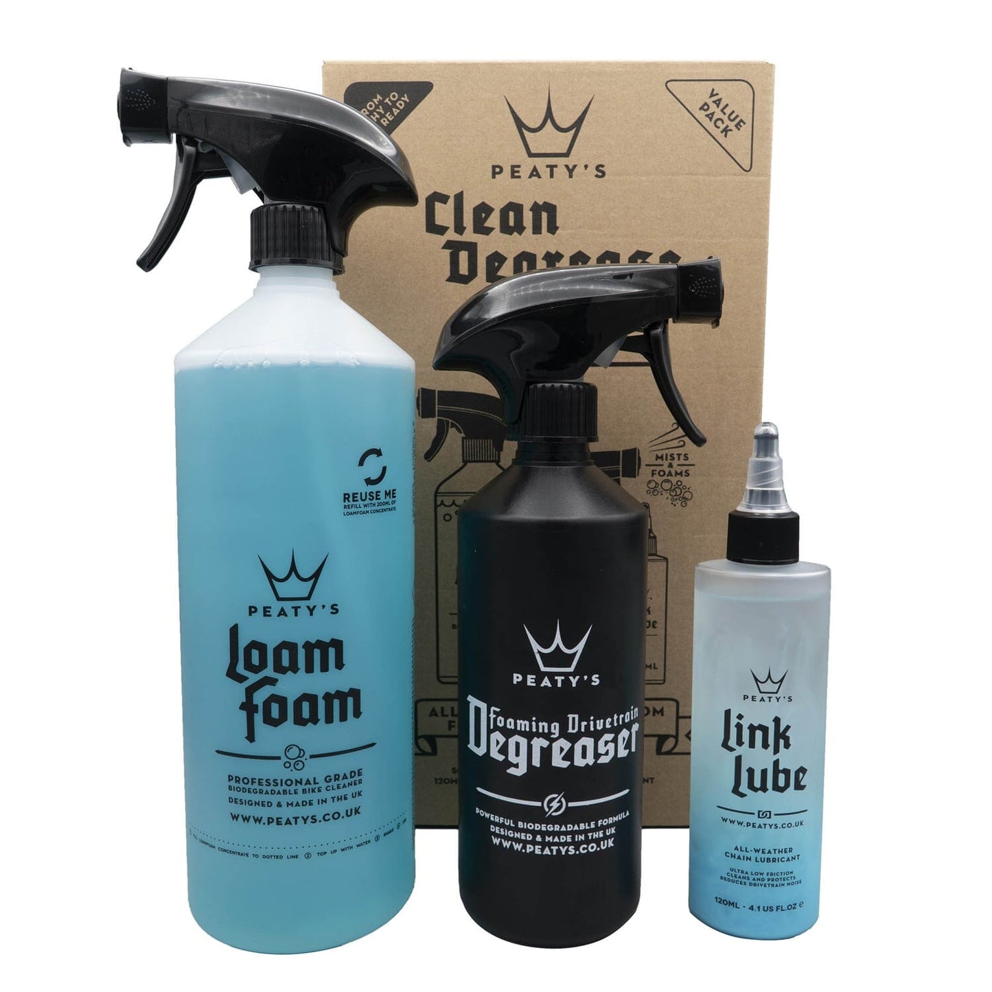 Kit de manutenção PEATY'S WASH DEGREASE LUBRICATE STARTER PACK