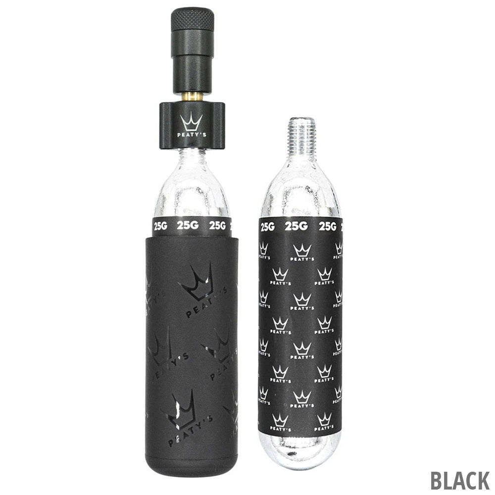 Percutor de CO2 PEATY'S HOLESHOT MTB + 2 cartuchos de CO2 roscados de 25 g Preto