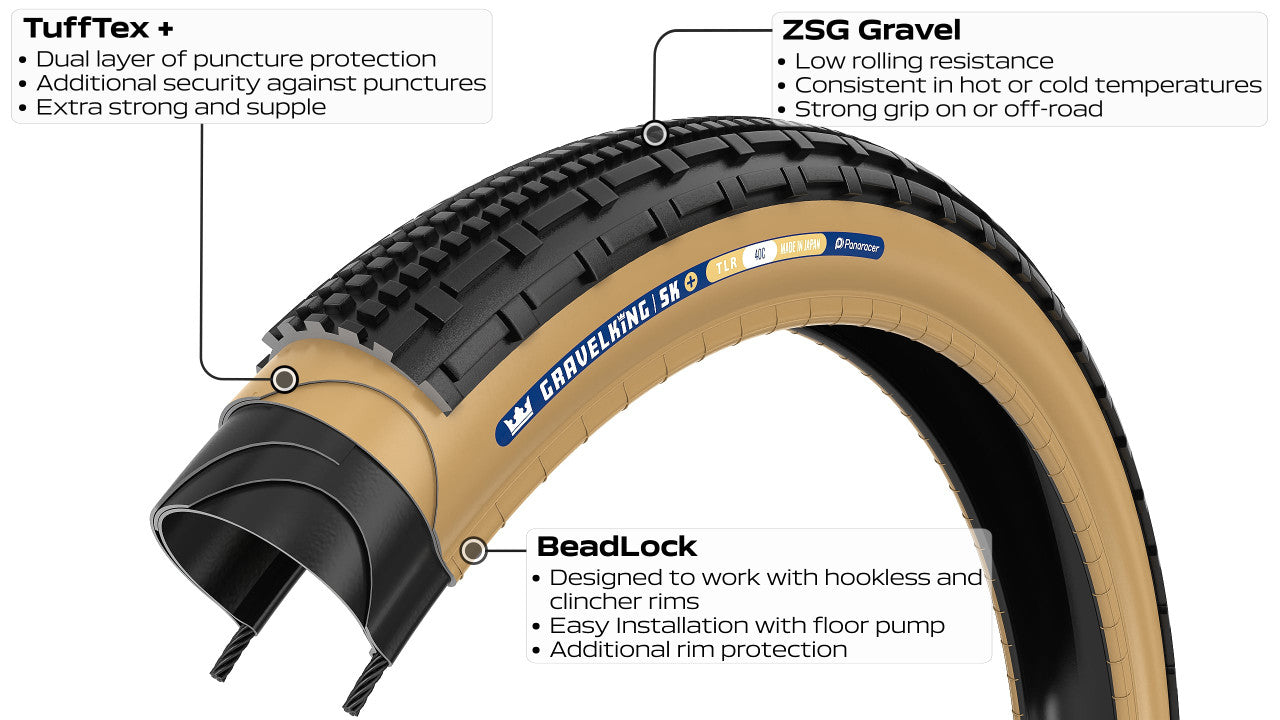 PANARACER GRAVELKING SK+ TLC 700x35c Tubeless Ready Pneu preto