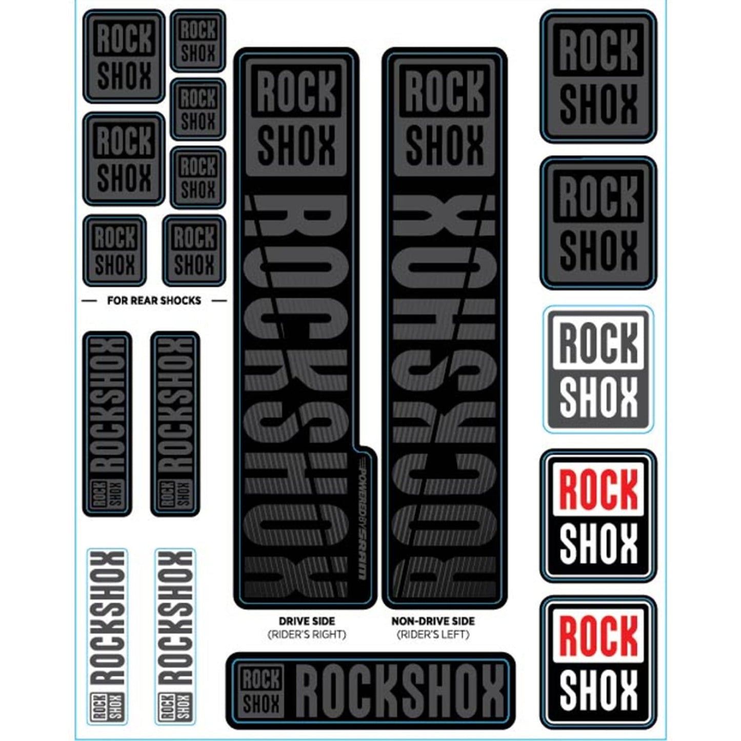 Kit Stickers pour Fourches Simple Té ROCKSHOX Plongeurs 35 mm (2018+) Gris