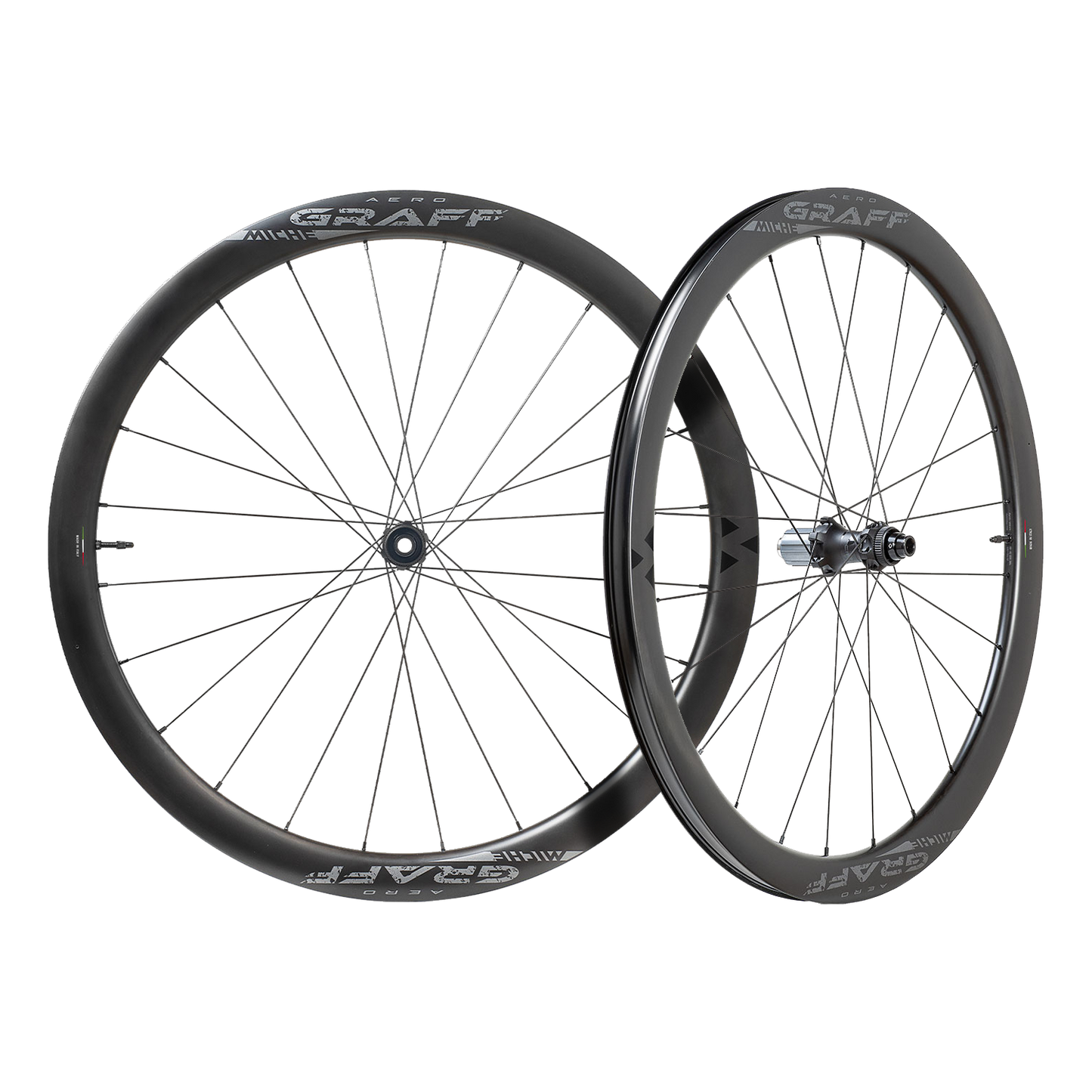 Par de rodas MICHE GRAFF AERO DISC Tubeless Ready (bloqueio central)
