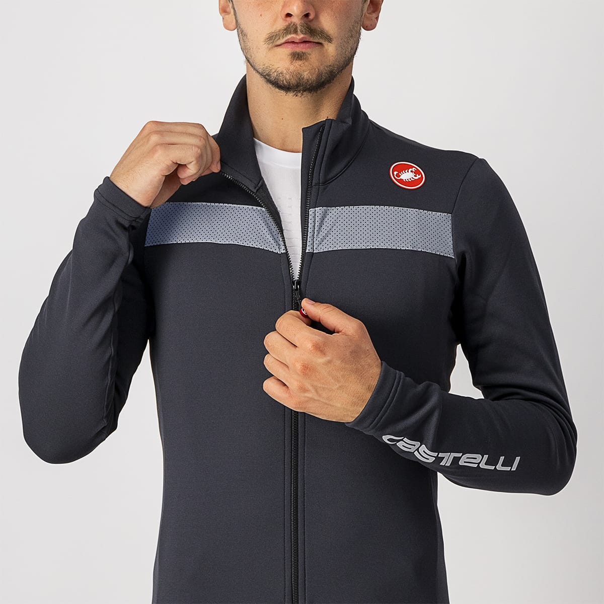 Camisola de manga comprida CASTELLI PURO 3 FZ Preto/Cinzento