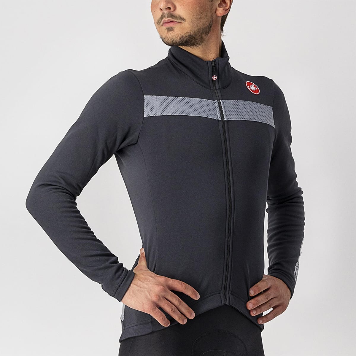 Camisola de manga comprida CASTELLI PURO 3 FZ Preto/Cinzento