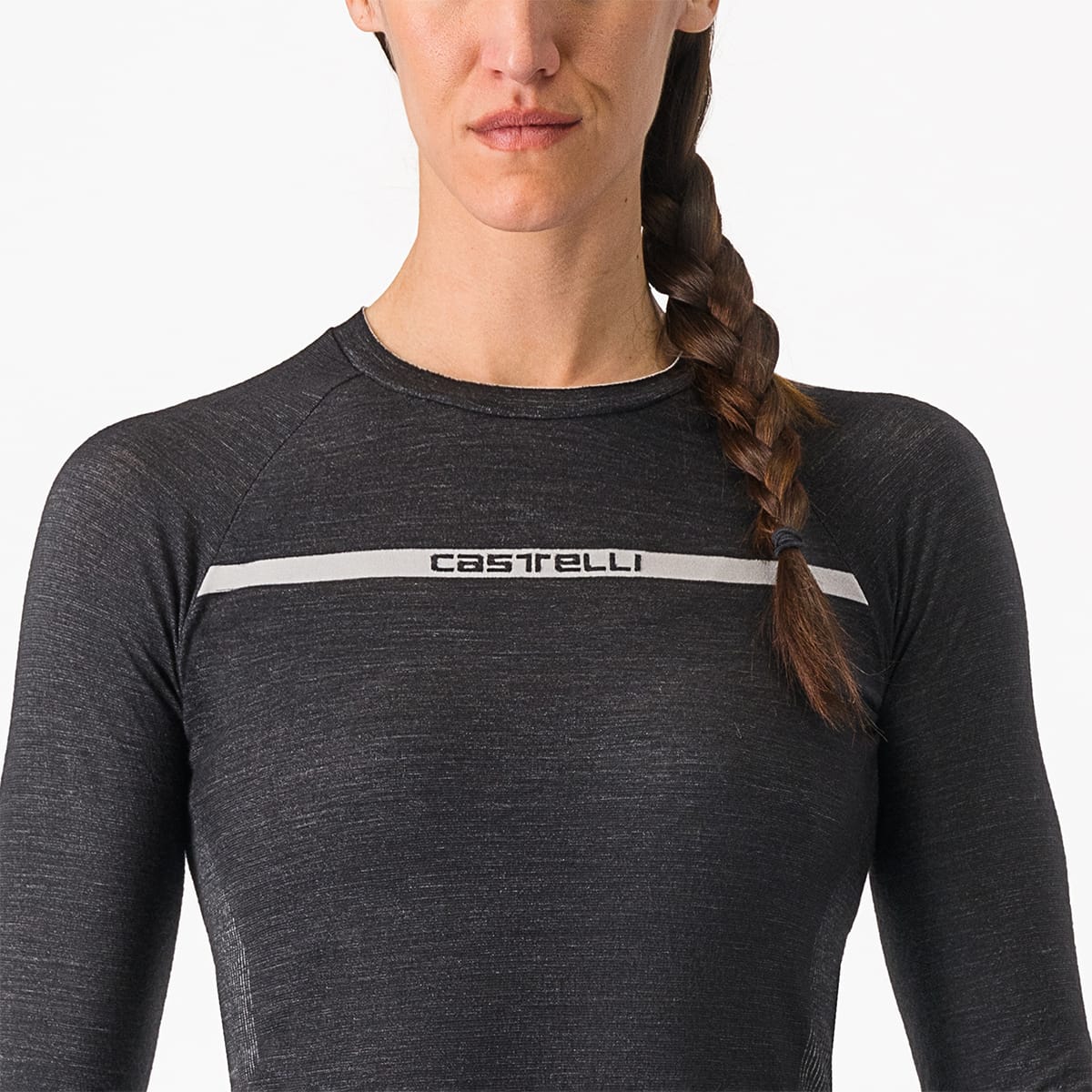 CASTELLI MERINO SEAMLESS Roupa interior de manga comprida para mulher Preto