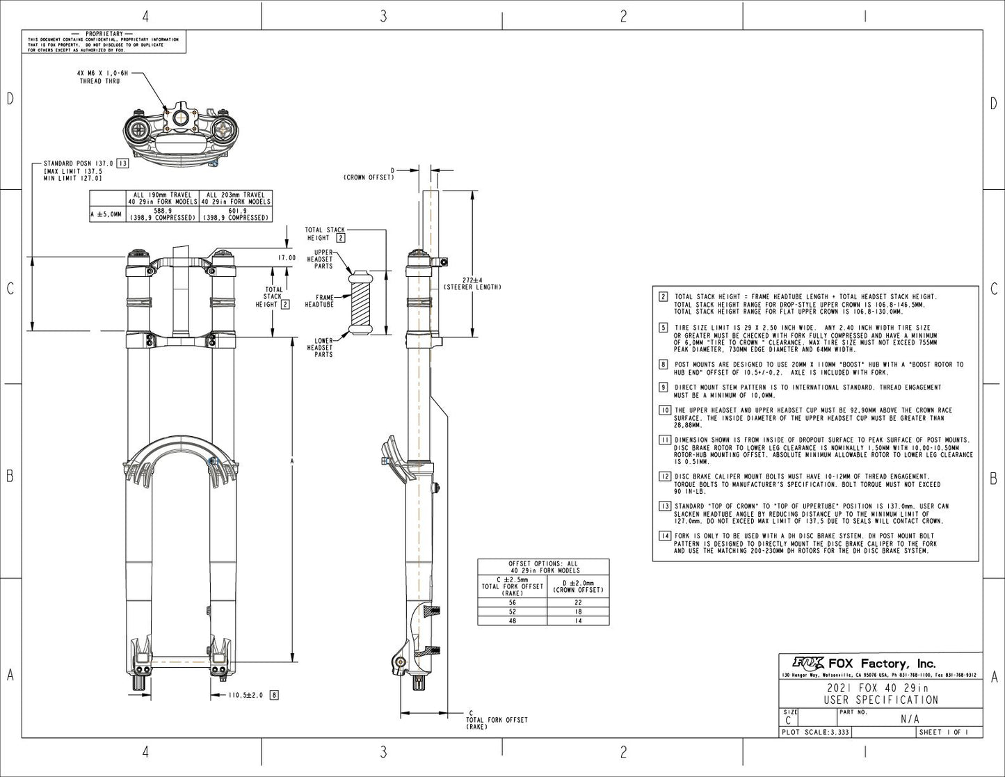 FOX 40 FACTORY 29" Garfos Grip X2 Preto 2026